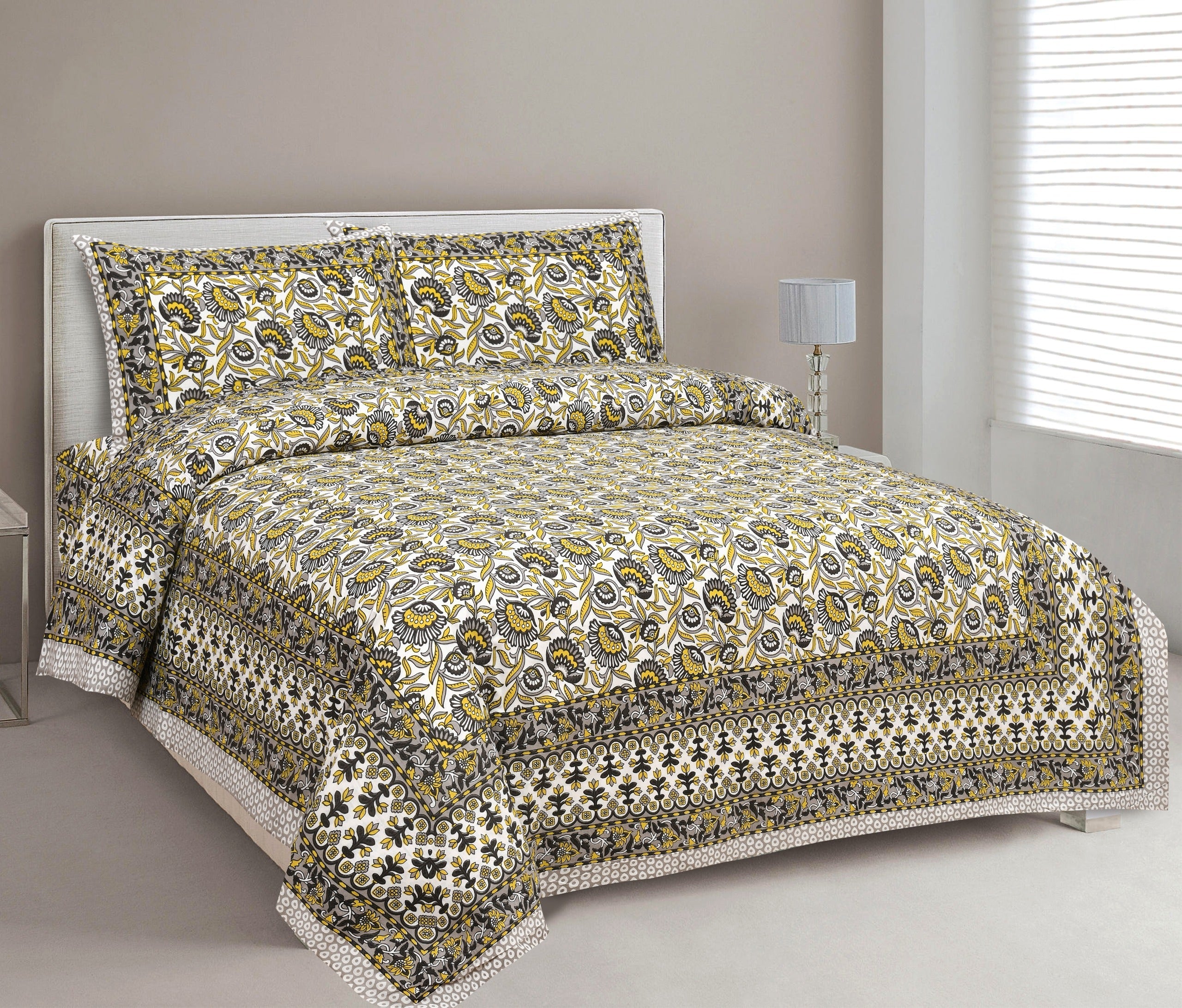 King Size Bed Sheet Set with Zippered Pillow Covers (Cotton-Viscose Blend)