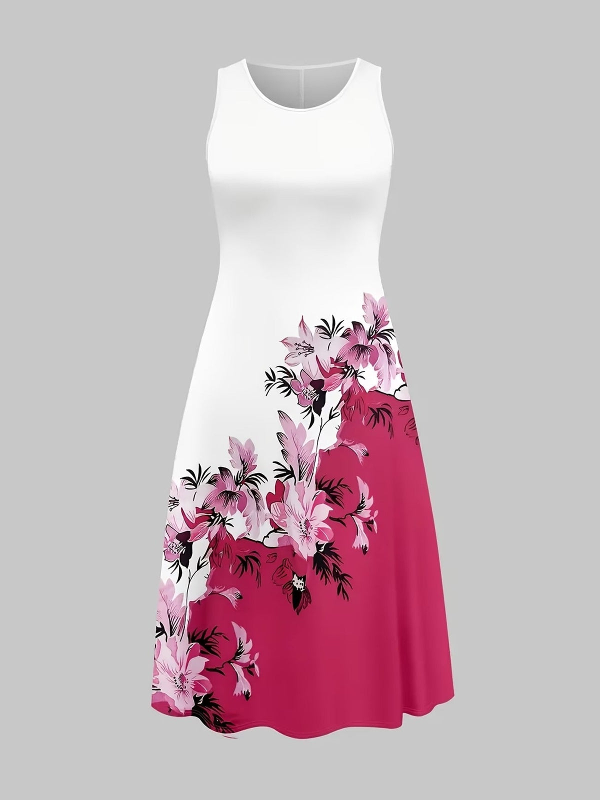Elegant Floral Suspender Dress Set with Chic Long-Sleeve Blazer