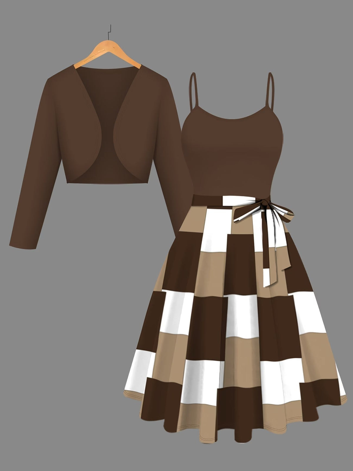 Women Elegant Top & Skirt Two-Piece Set