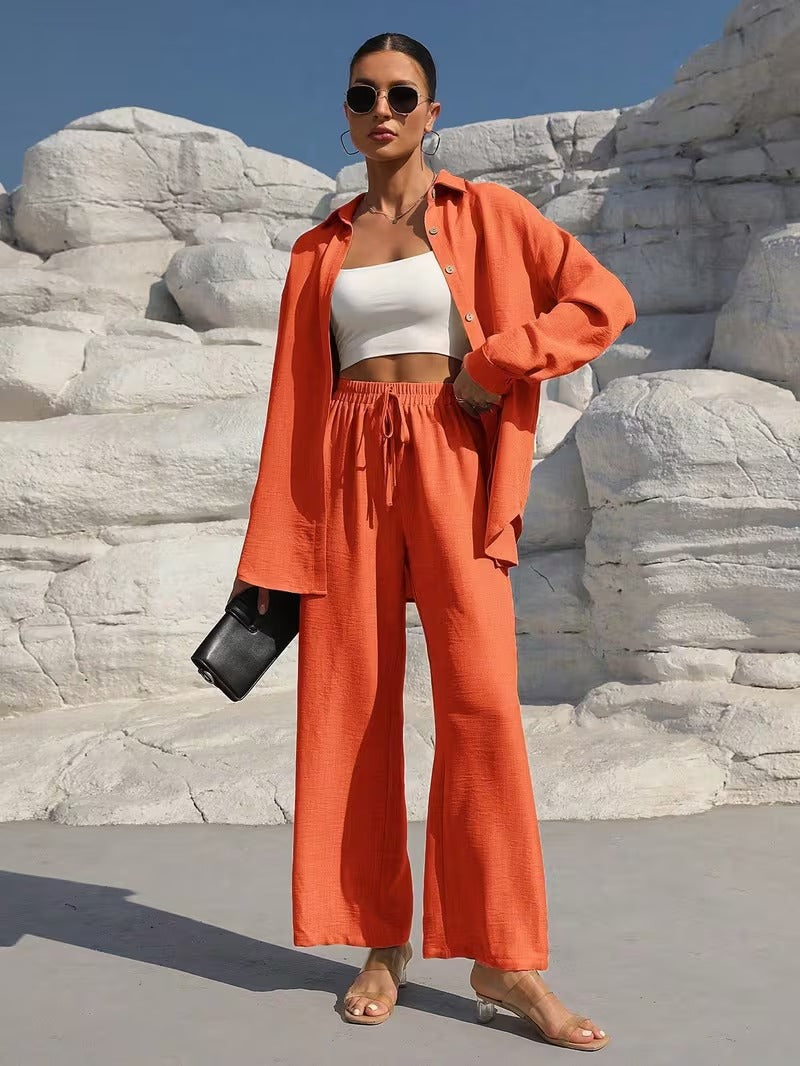 Women's Solid Long Cardigan & Pants Co-Ord Set
