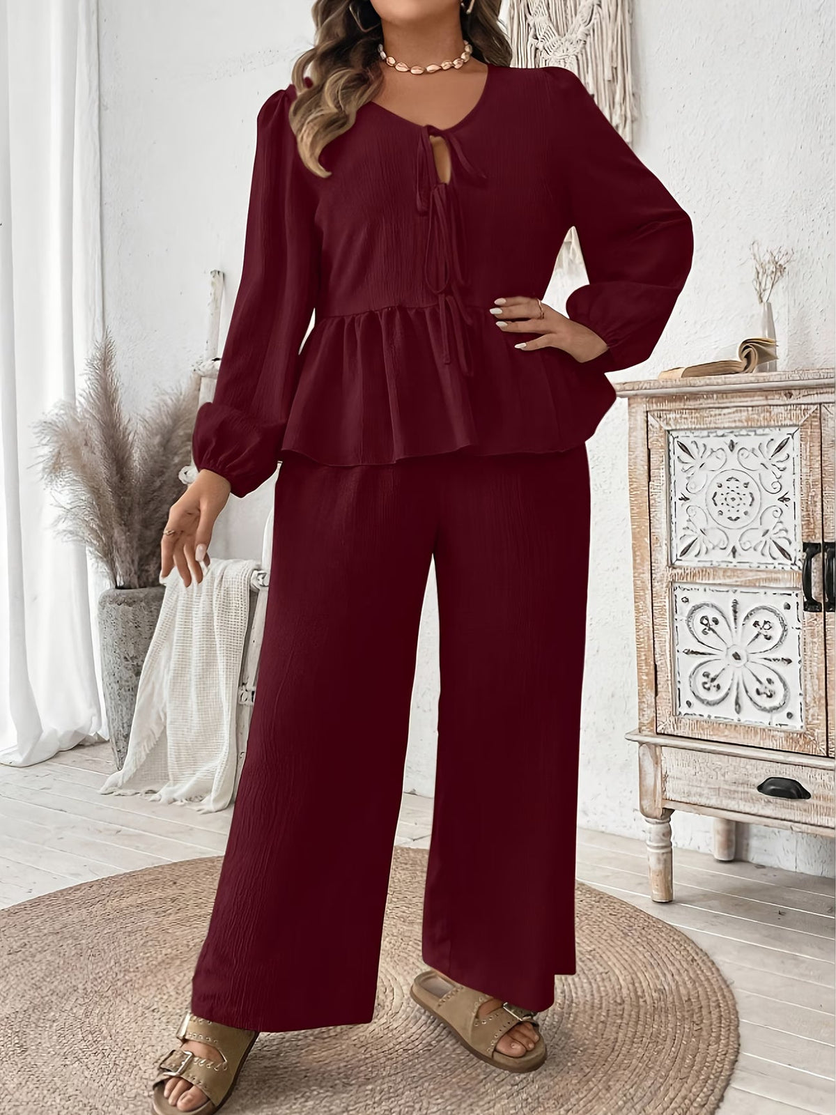 Elegant Floral Ruffle Co-Ord Set