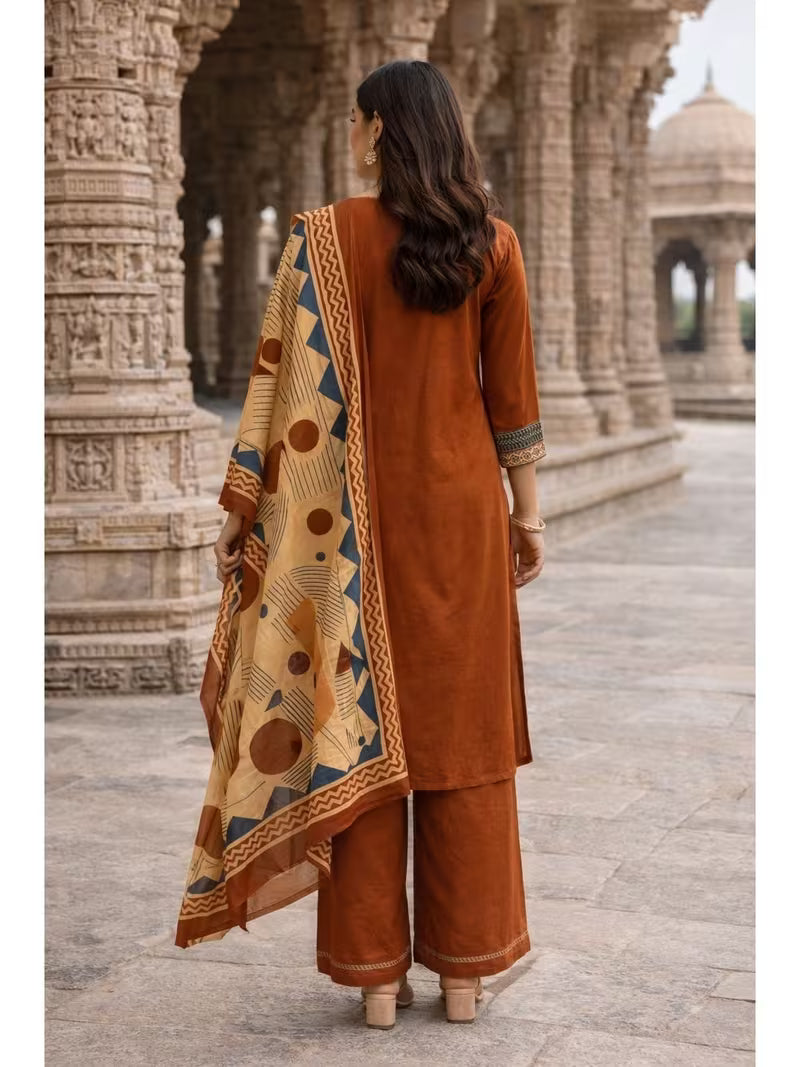 Brown Royal Kurta Palazzo Set 🤎