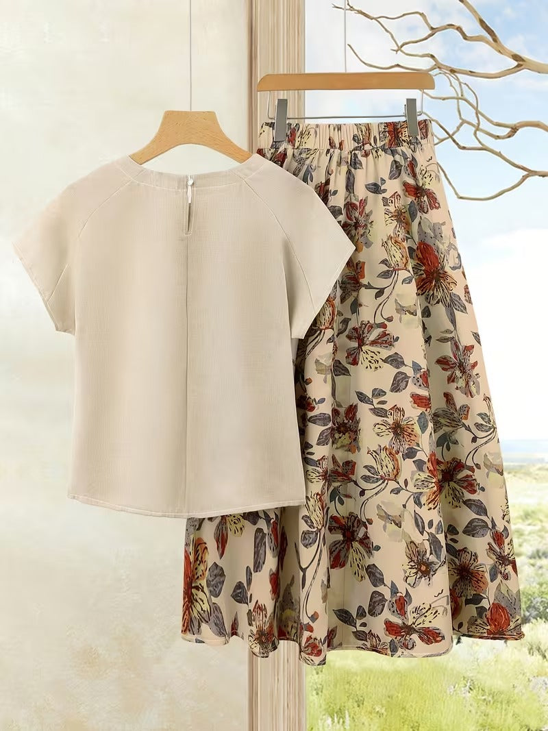 Vintage Bloom Vacation Skirt Set