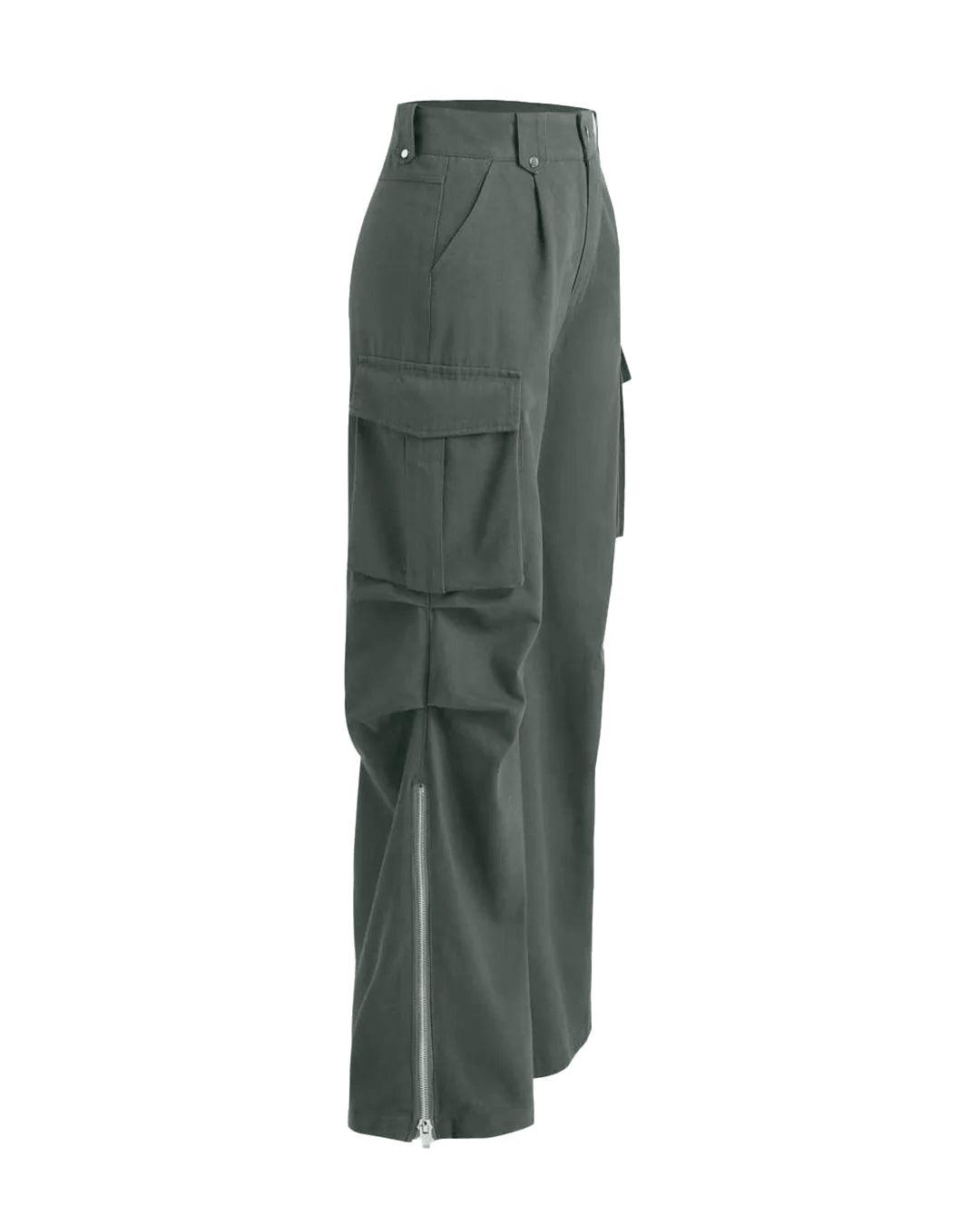 Y2K Baggy Fit Women Cargo In Green