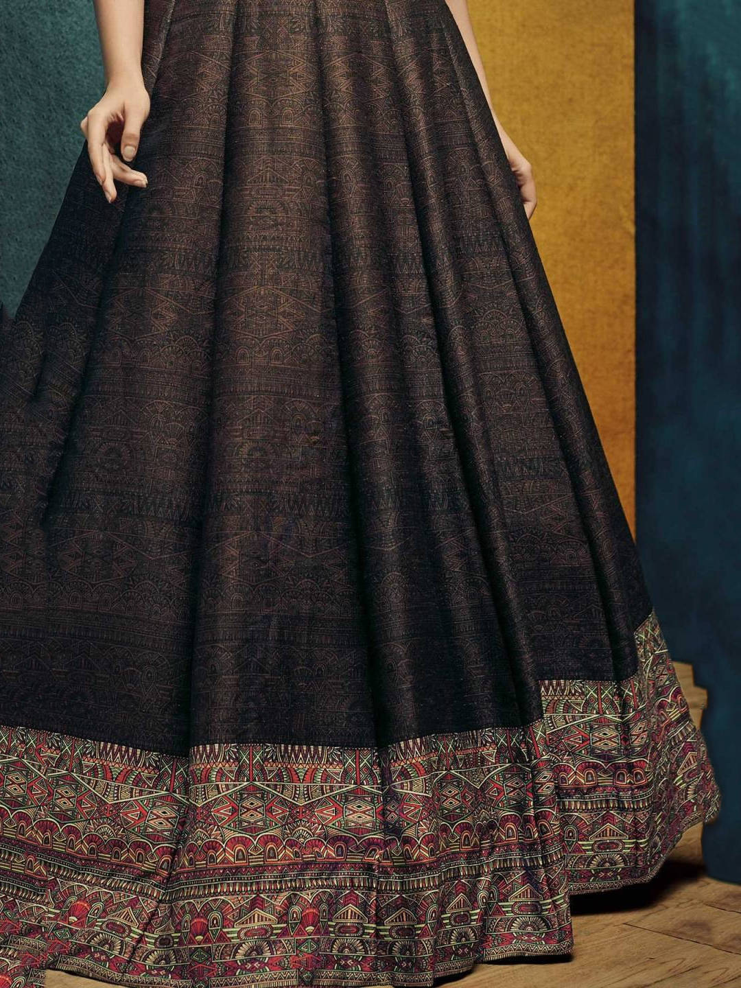 Brown and Orange Color Designer Partywear Lehenga Choli