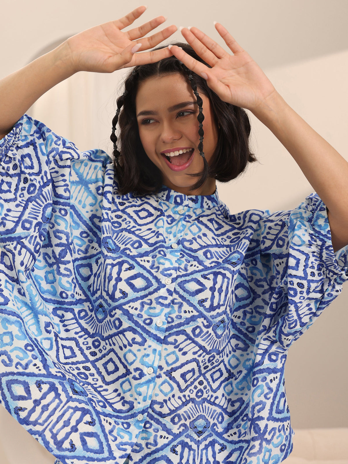 Anouk Blue Printed Cotton Night Suits