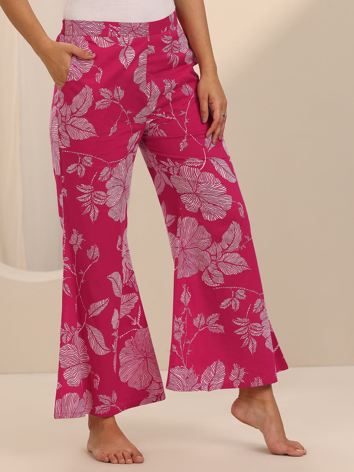 Anouk Pink Printed Cotton Night Suits
