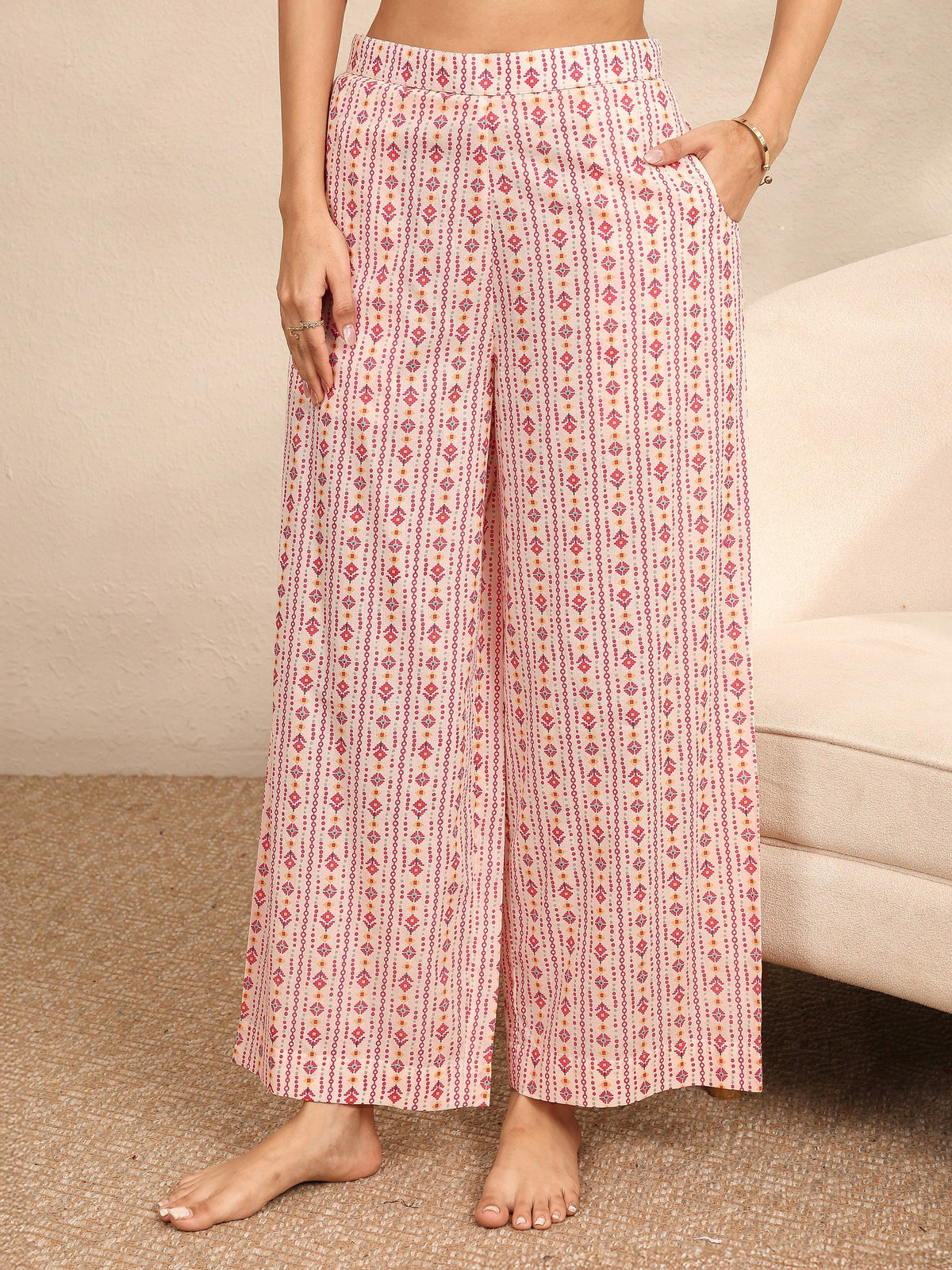Anouk Peach Printed Cotton Night Suit