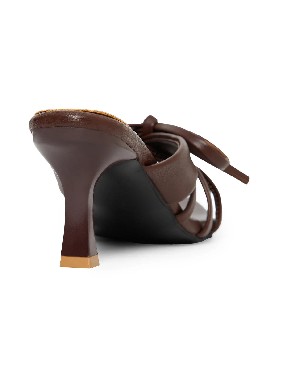 Dark Brown Open Toe Bowknot Strappy Heel Sandal