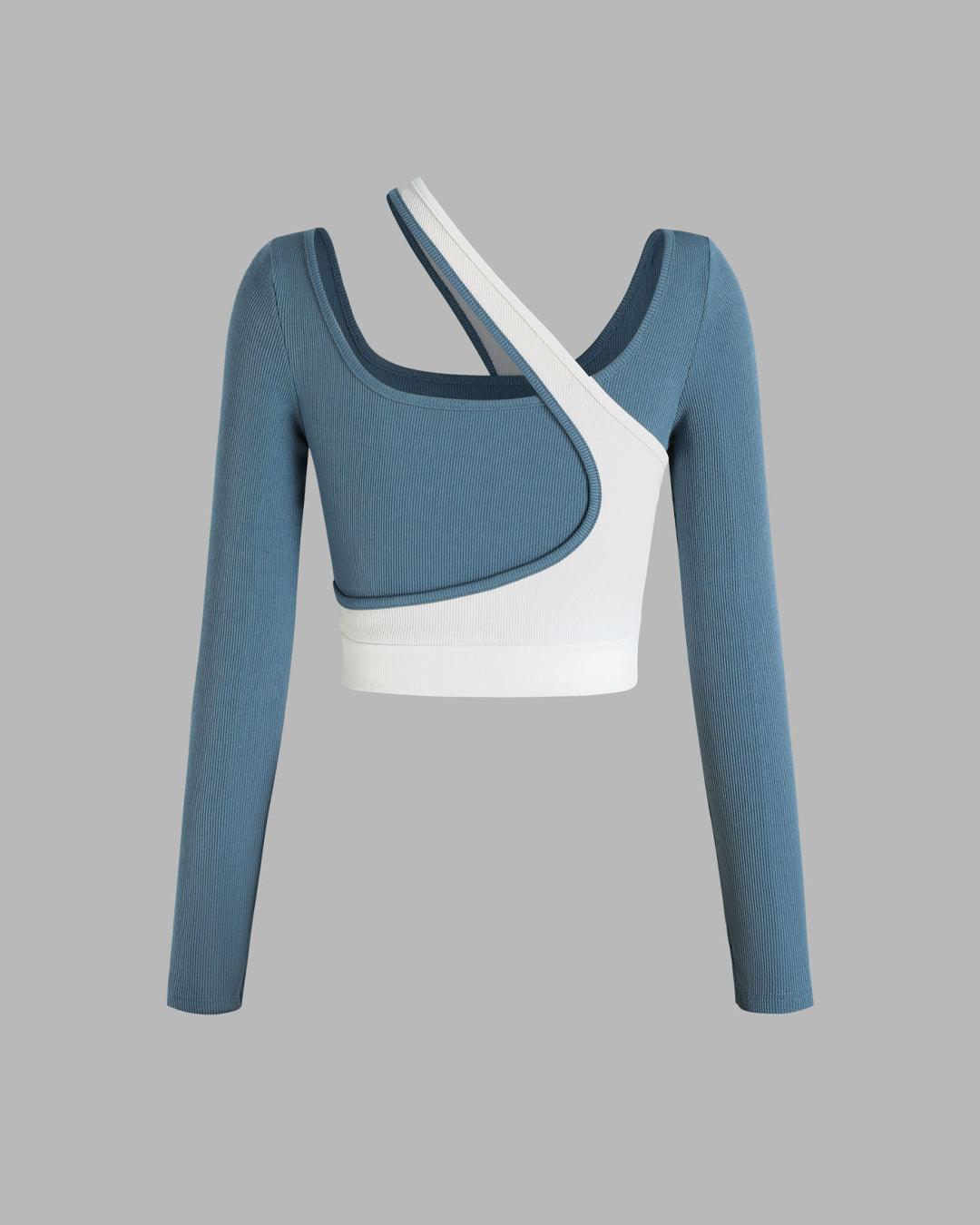 Contrast Trim Blue And White Top
