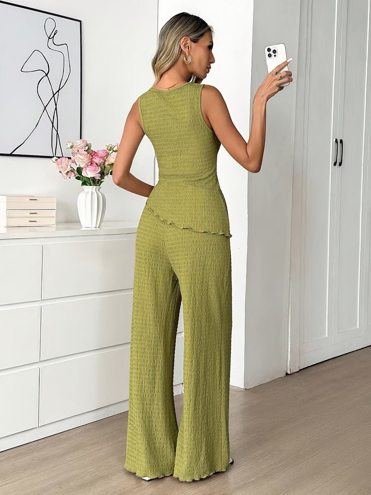 Olive Luxe Irregular Co-Ord Set
