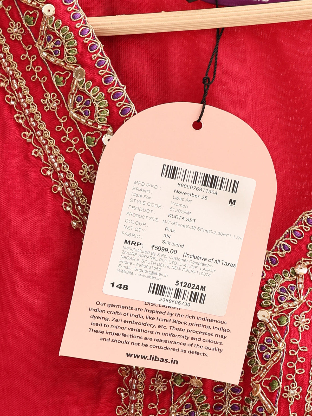 Anouk Pink Printed Silk Blend A-Line Suit Set With Dupatta