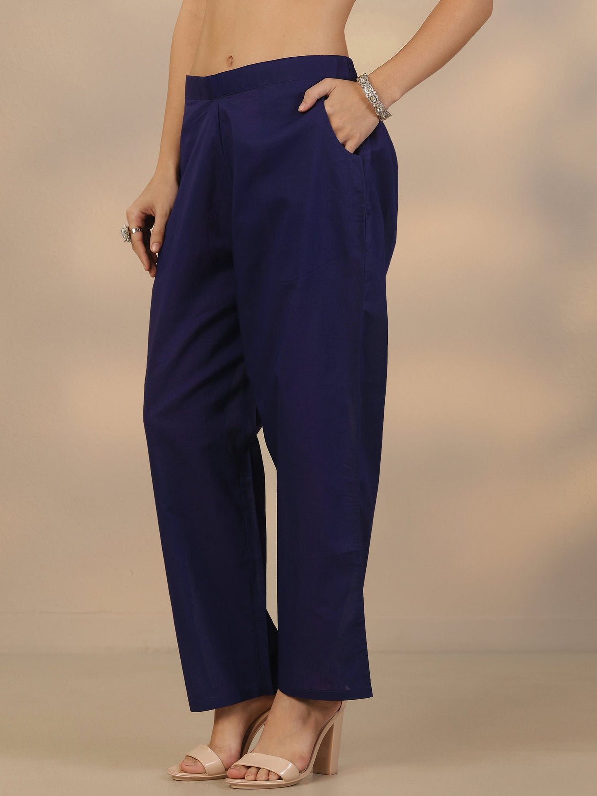 Anouk Blue Embroidered Silk Blend Straight Suit Set With Dupatta