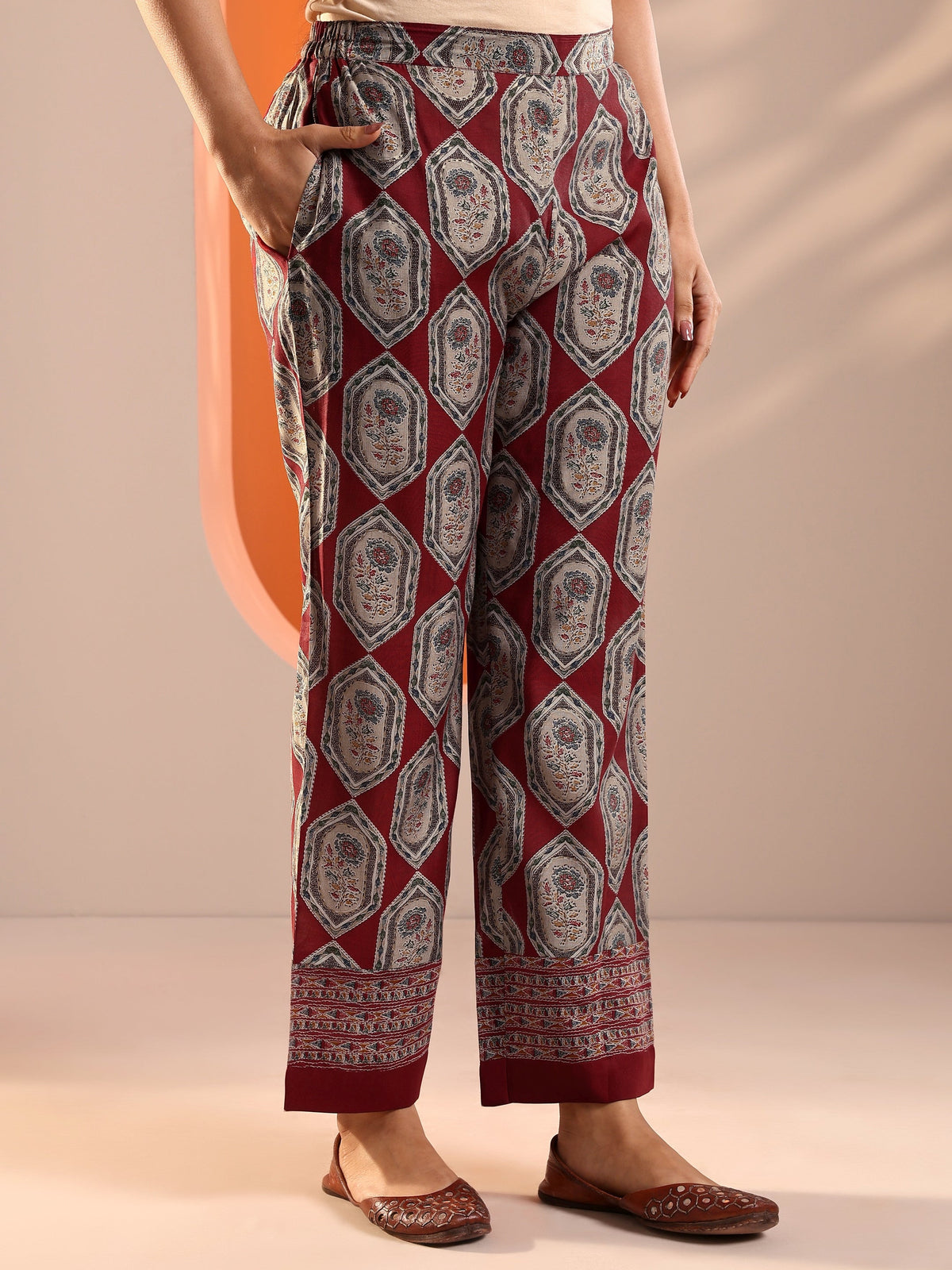 Anouk Red Embellished Silk Blend Straight Suit Set With Dupatta