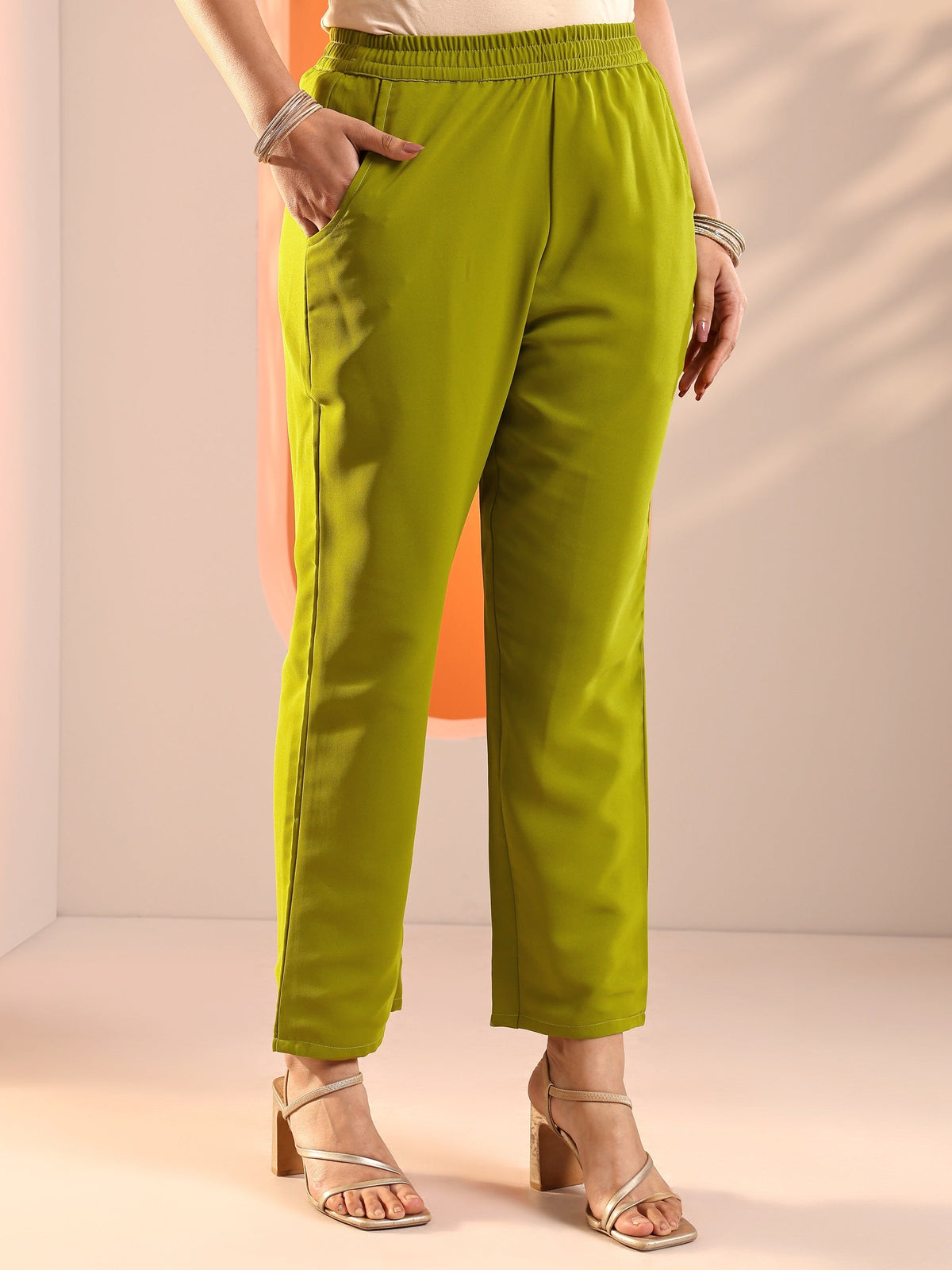 Anouk Green Embellished Georgette Straight Suit Set With Dupatta