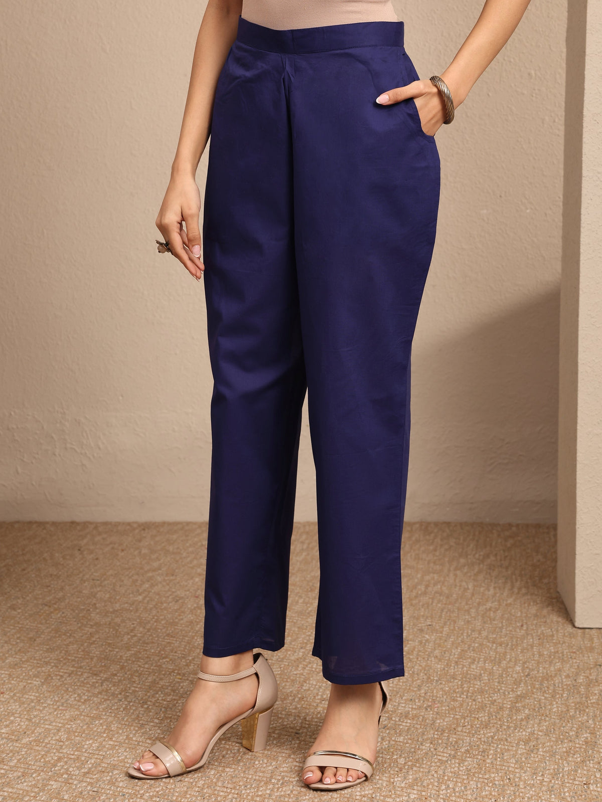 Anouk Purple Embroidered Silk Blend Straight Suit Set With Dupatta