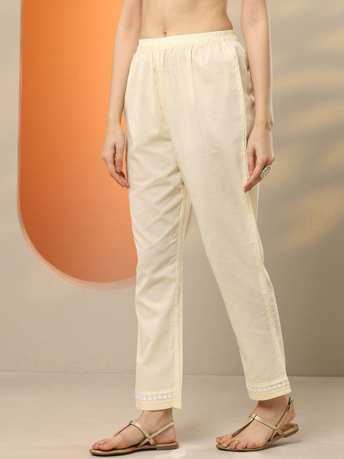 Anouk Off White Embroidered Cotton Straight Suit Set With Dupatta