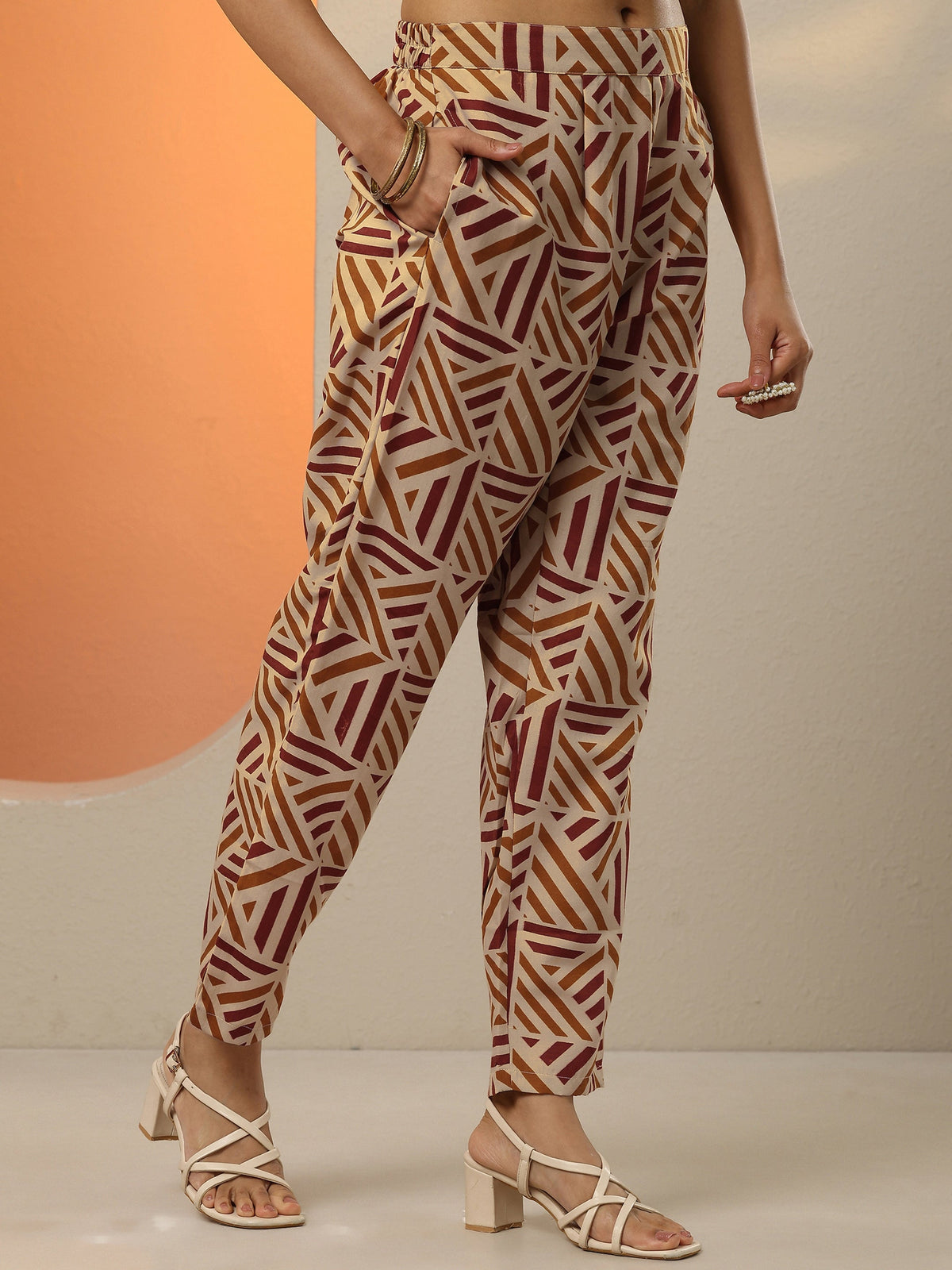 Anouk Maroon Printed Cotton Blend  Straight Suit Set With Dupatta