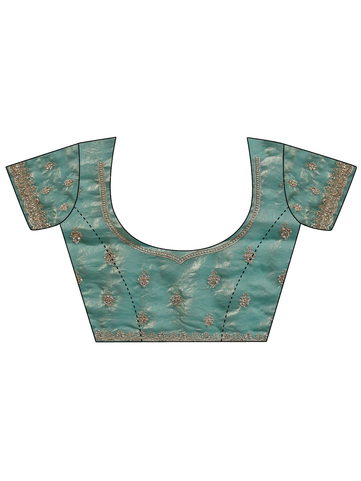 Anouk Art Sea Green Embellished Tissue Saree With Unstitched Blouse Piece