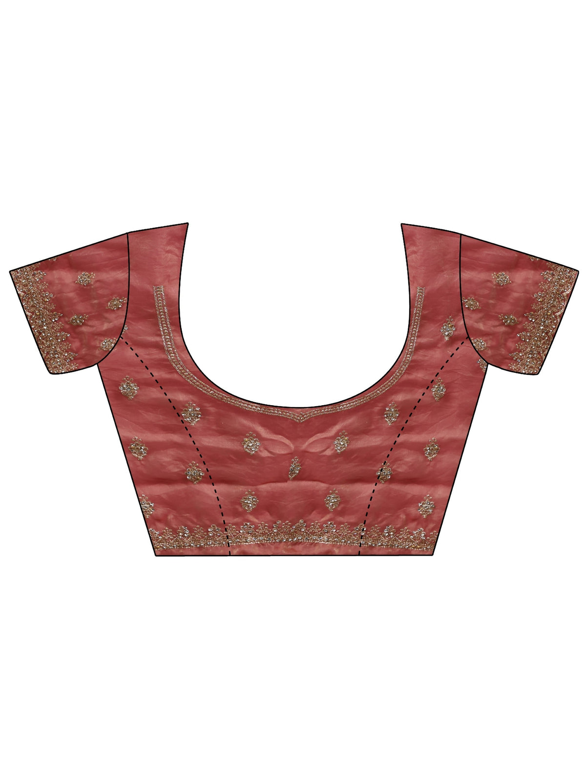 Anouk Art Peach Embellished Tissue Saree With Unstitched Blouse Piece