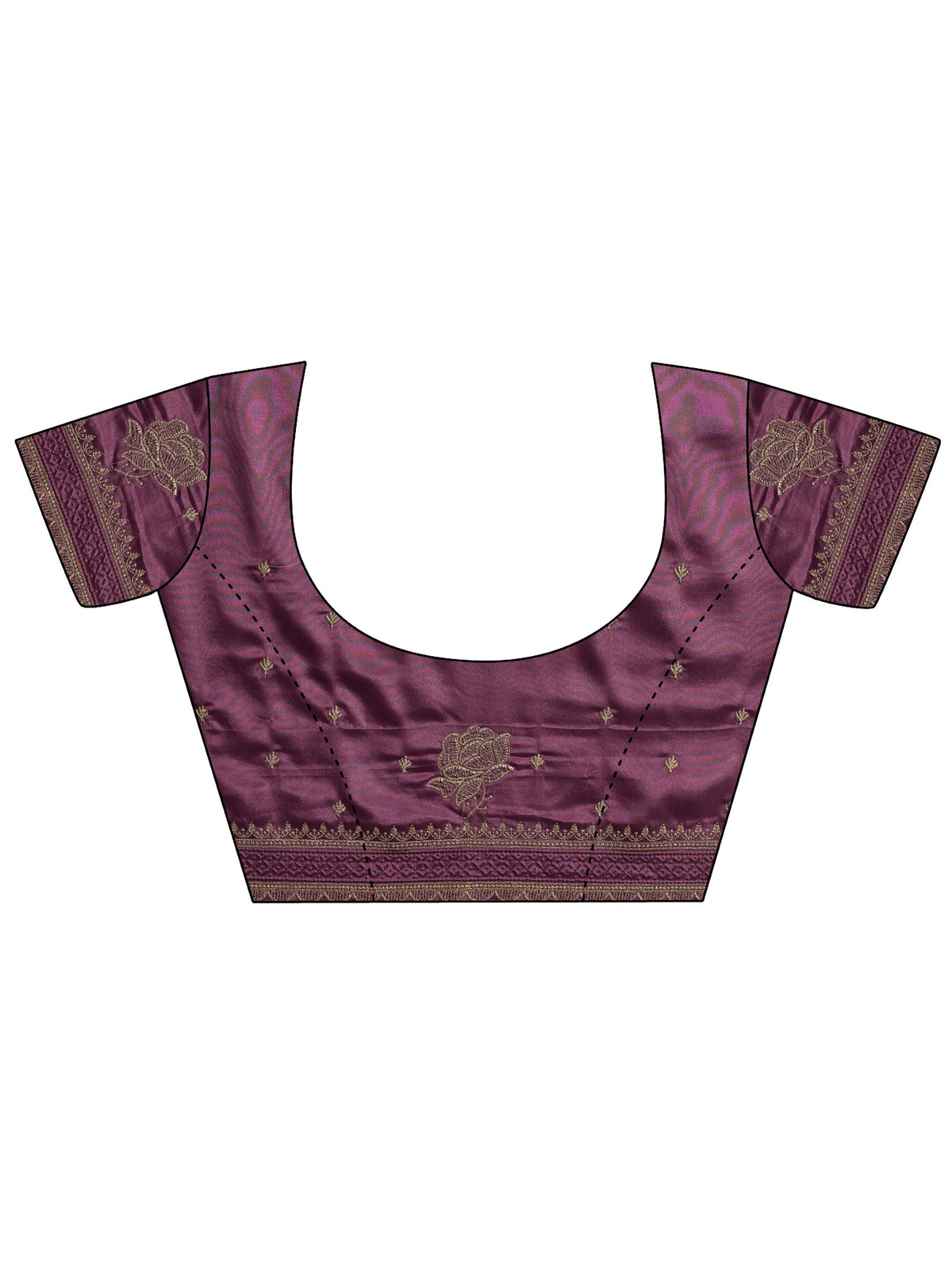 Anouk Purple Floral Embroidered Satin Saree With Unstitched Blouse Piece