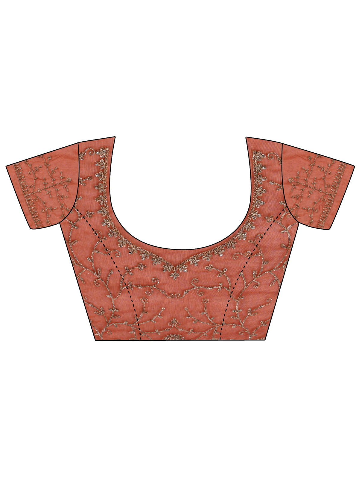 Anouk Orange Floral Embellished Net Saree With Unstitched Blouse Piece