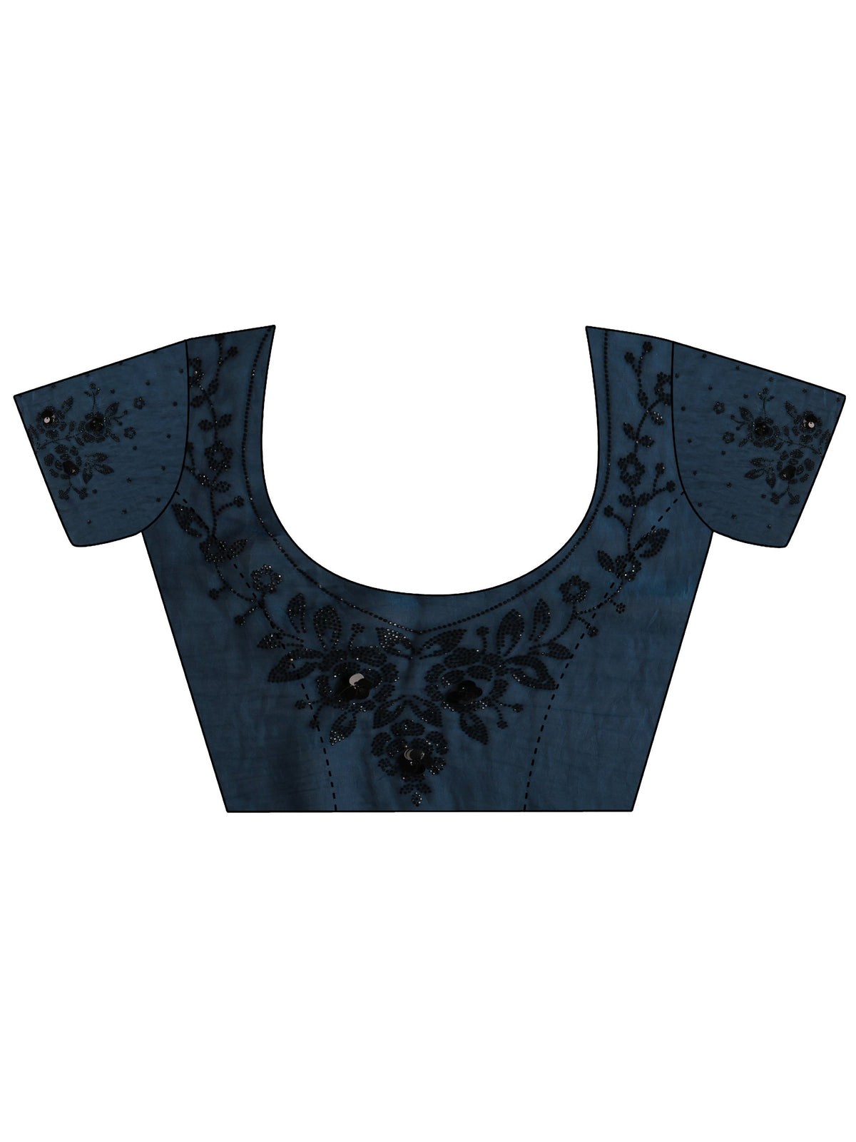 Anouk Blue Embellished Tissue Saree With Unstitched Blouse Piece