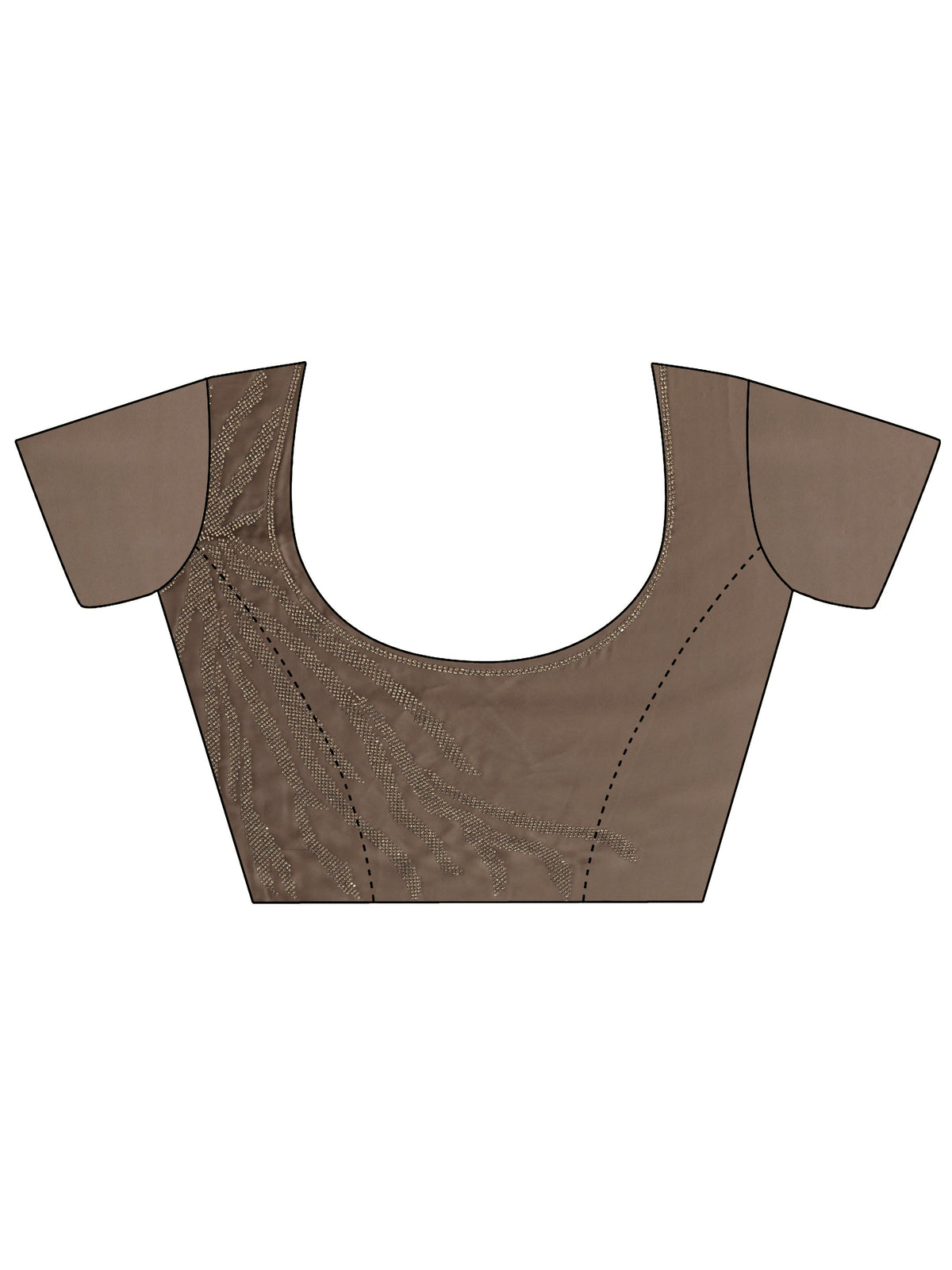 Anouk Taupe Solid Satin Saree With Unstitched Blouse Piece