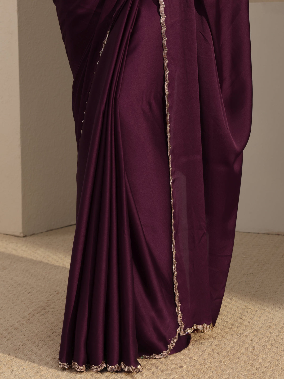 Anouk Burgundy Silk Blend Saree With Unstiched Blouse Piece