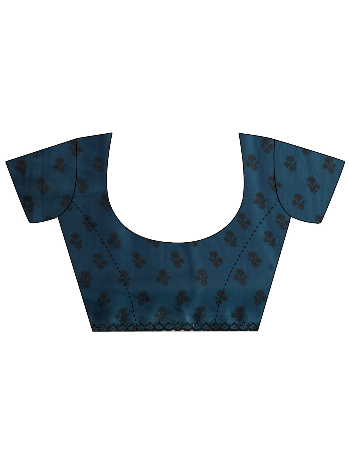 Anouk Blue Floral Embellished Tissue Saree With Unstitched Blouse Piece