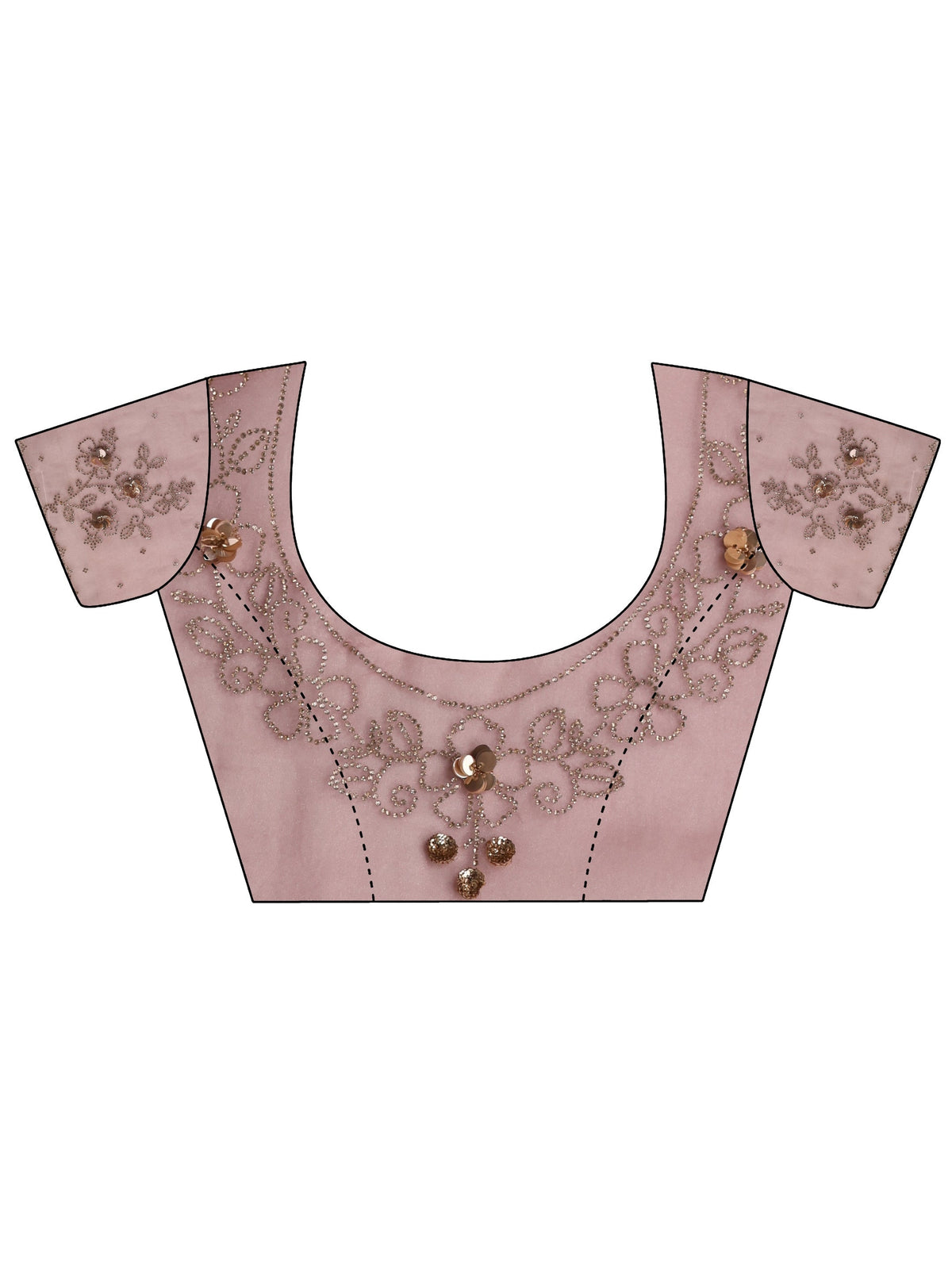 Anouk Pink Embellished Organza Saree With Unstiched Blouse Piece