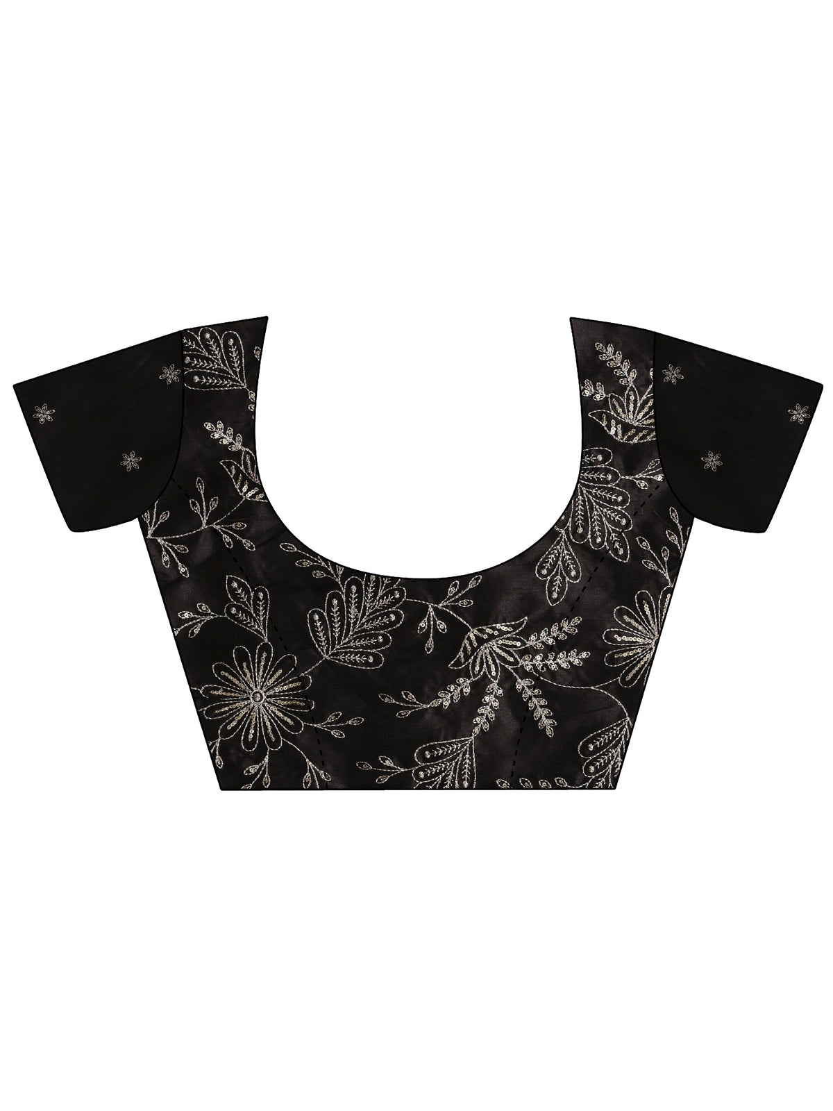 Anouk Black Floral Printed Organza Saree With Unstiched Blouse Piece
