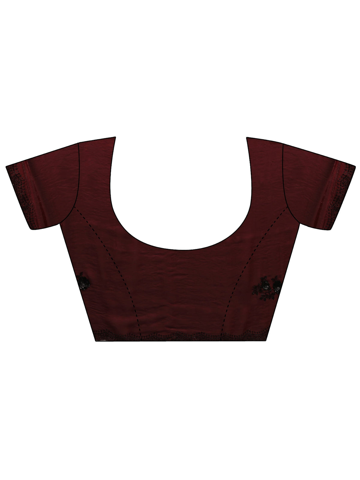 Anouk Maroon Floral Embellished Organza Saree With Unstitched Blouse Piece