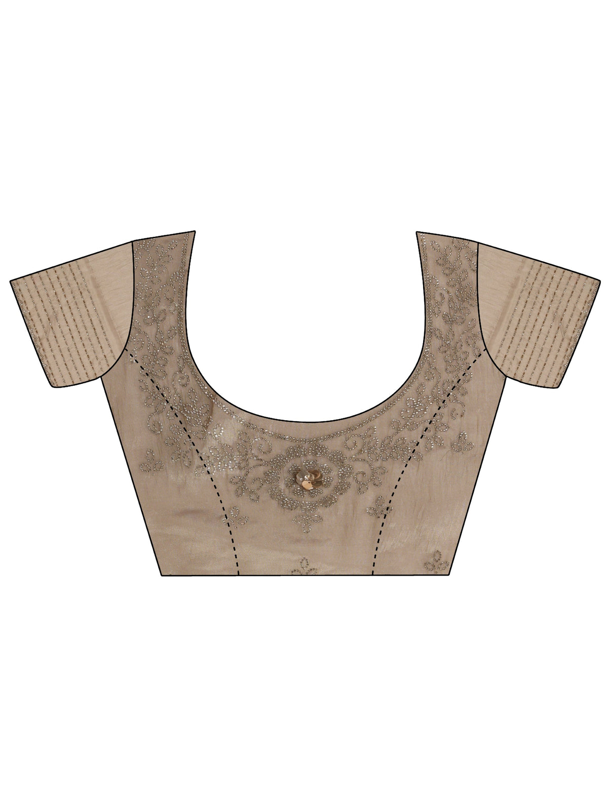 Anouk Taupe Embellished Chiffon Saree With Unstitched Blouse Piece