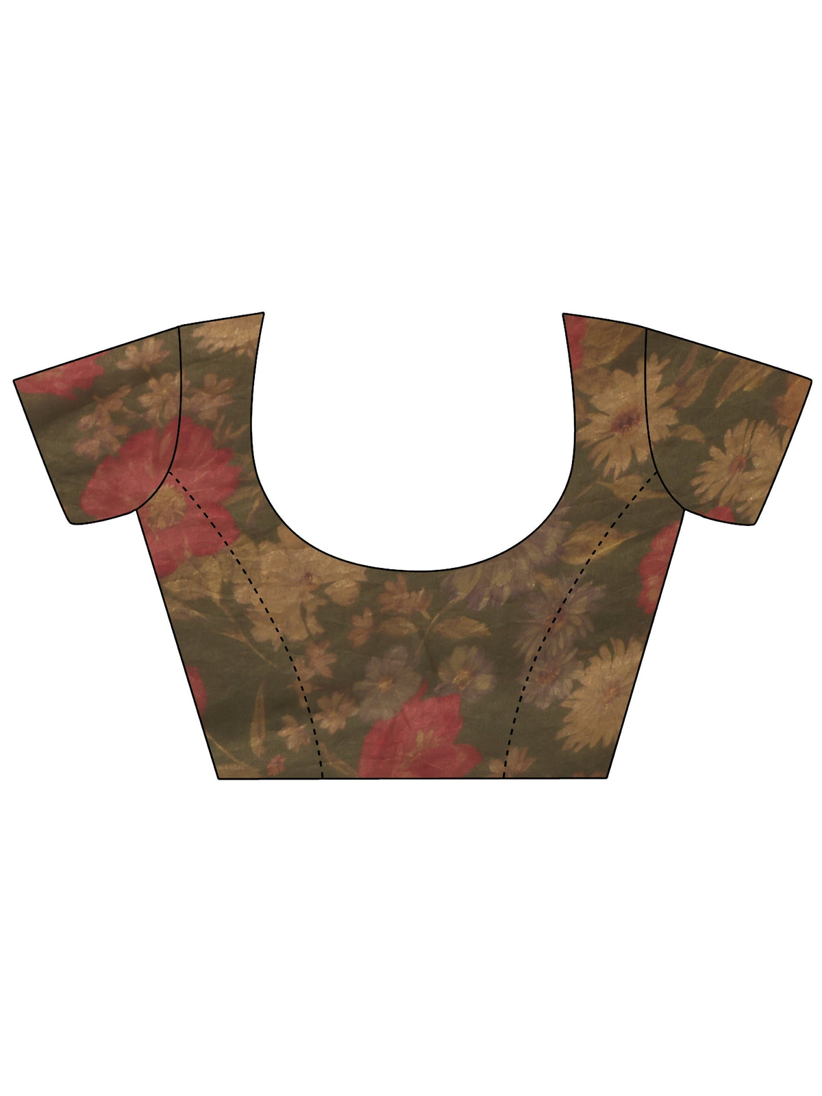 Anouk Green Floral Embellished Tissue Saree With Unstitched Blouse Piece