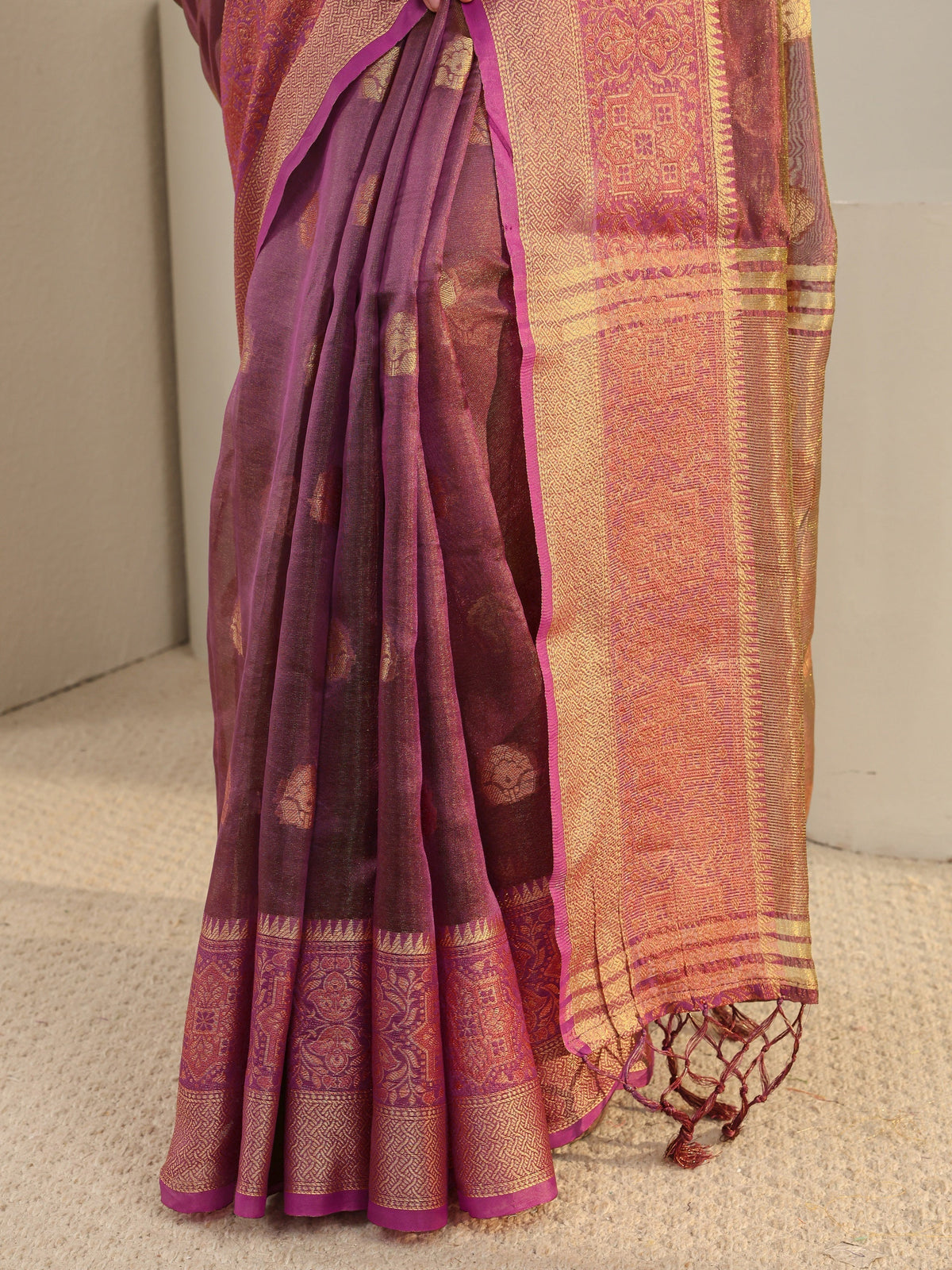 Anouk Burgundy Jacquard Woven Design Silk Blend Saree