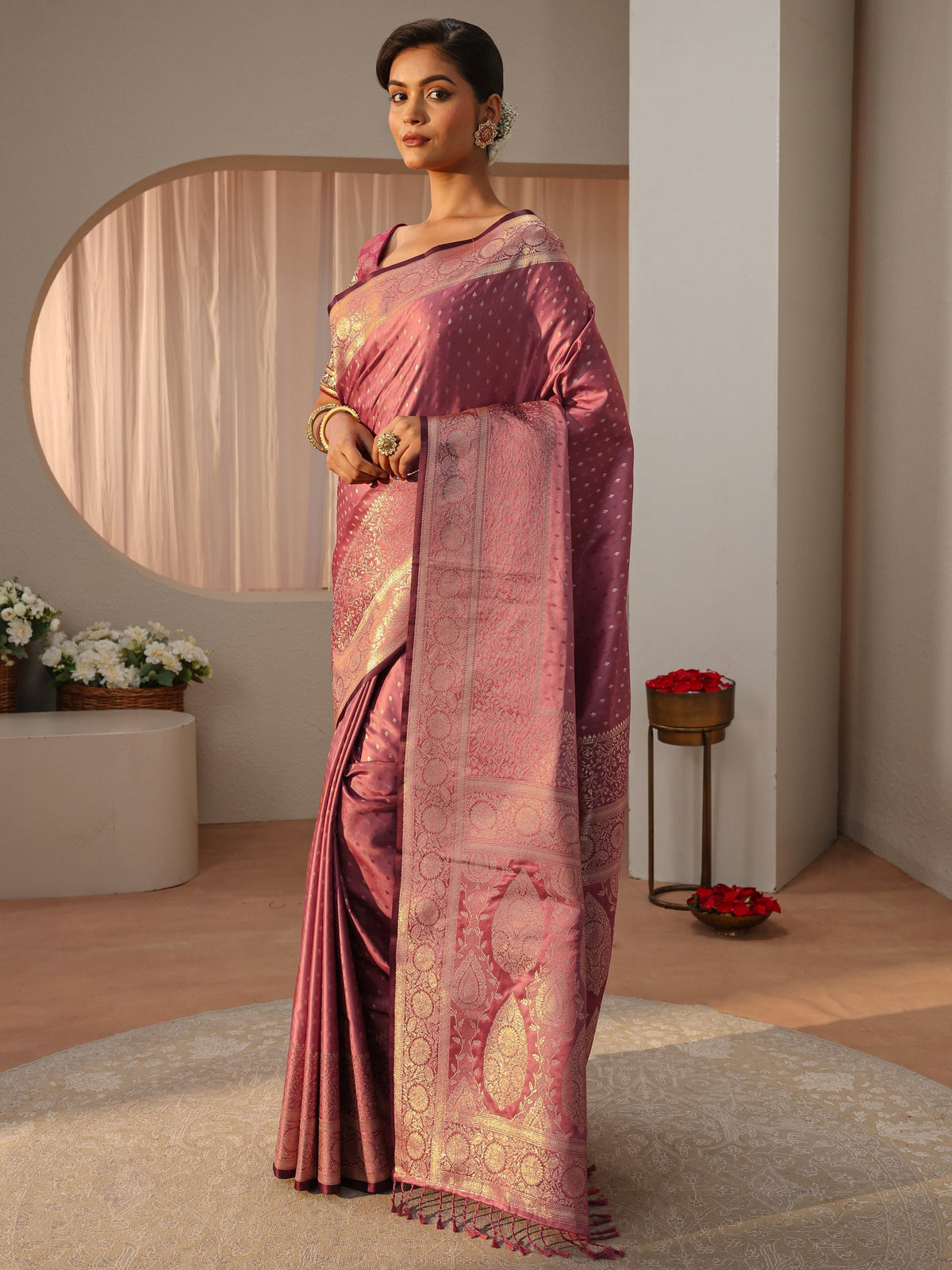 Anouk Pink Kanjeevaram Silk Blend Saree
