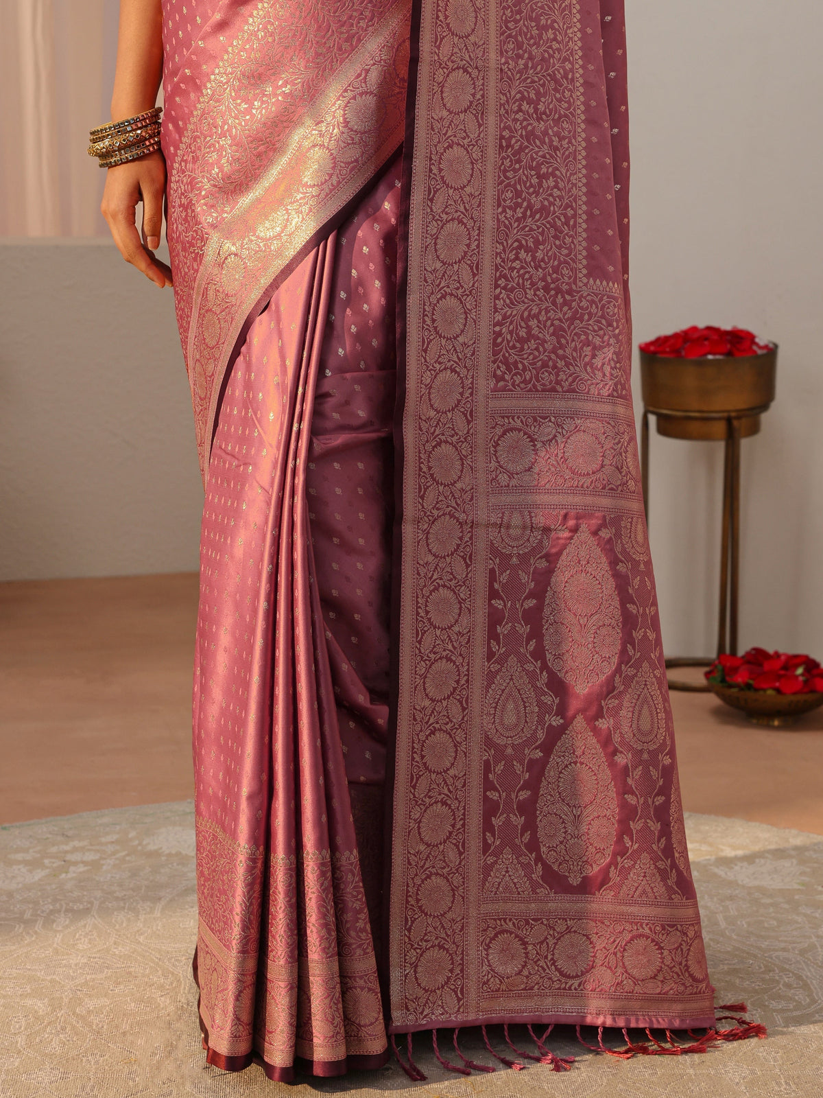 Anouk Pink Kanjeevaram Silk Blend Saree