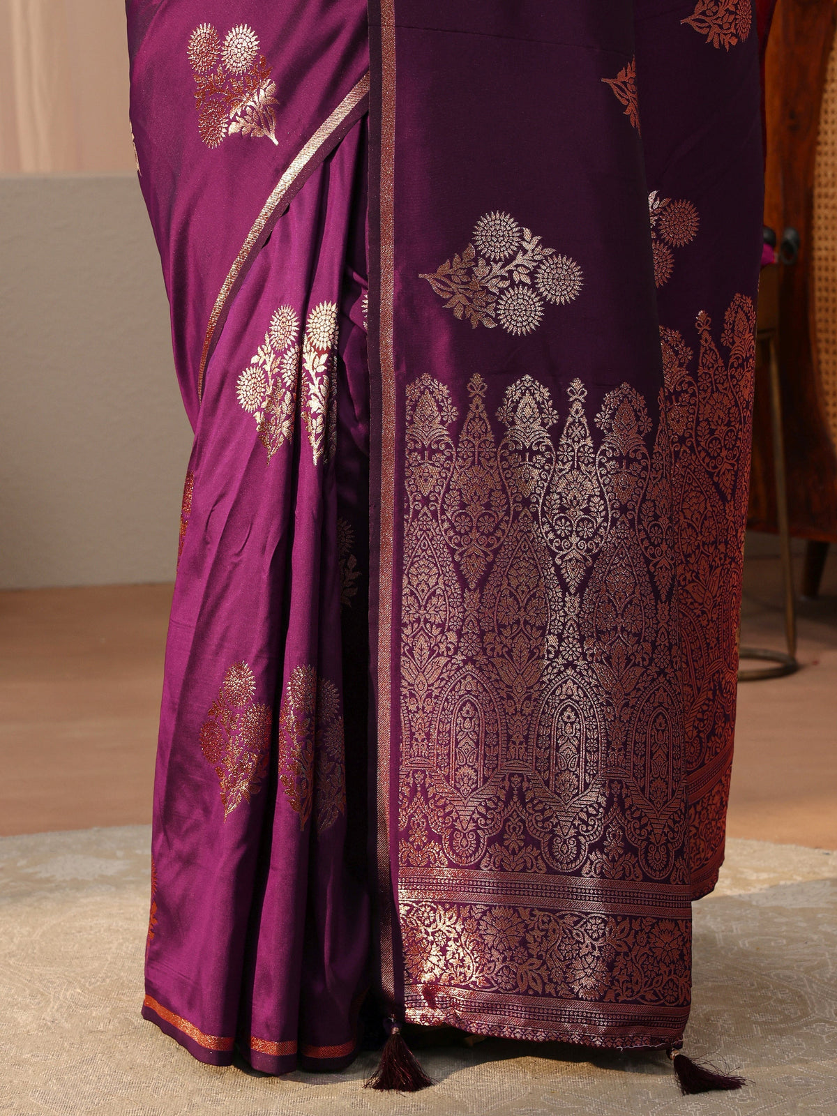 Anouk Burgundy Kanjeevaram Silk Blend Saree