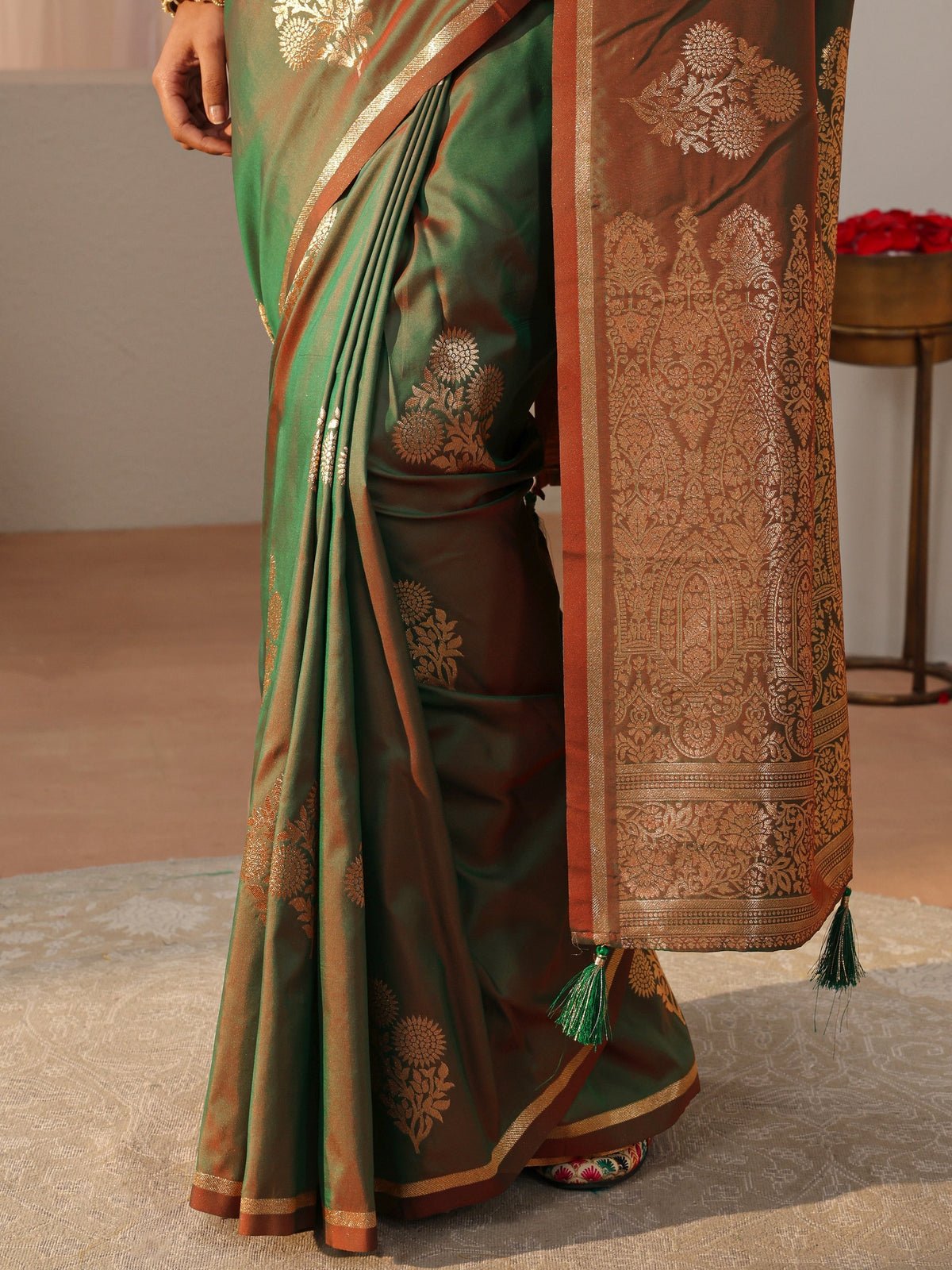 Anouk Green Kanjeevaram Silk Blend Saree