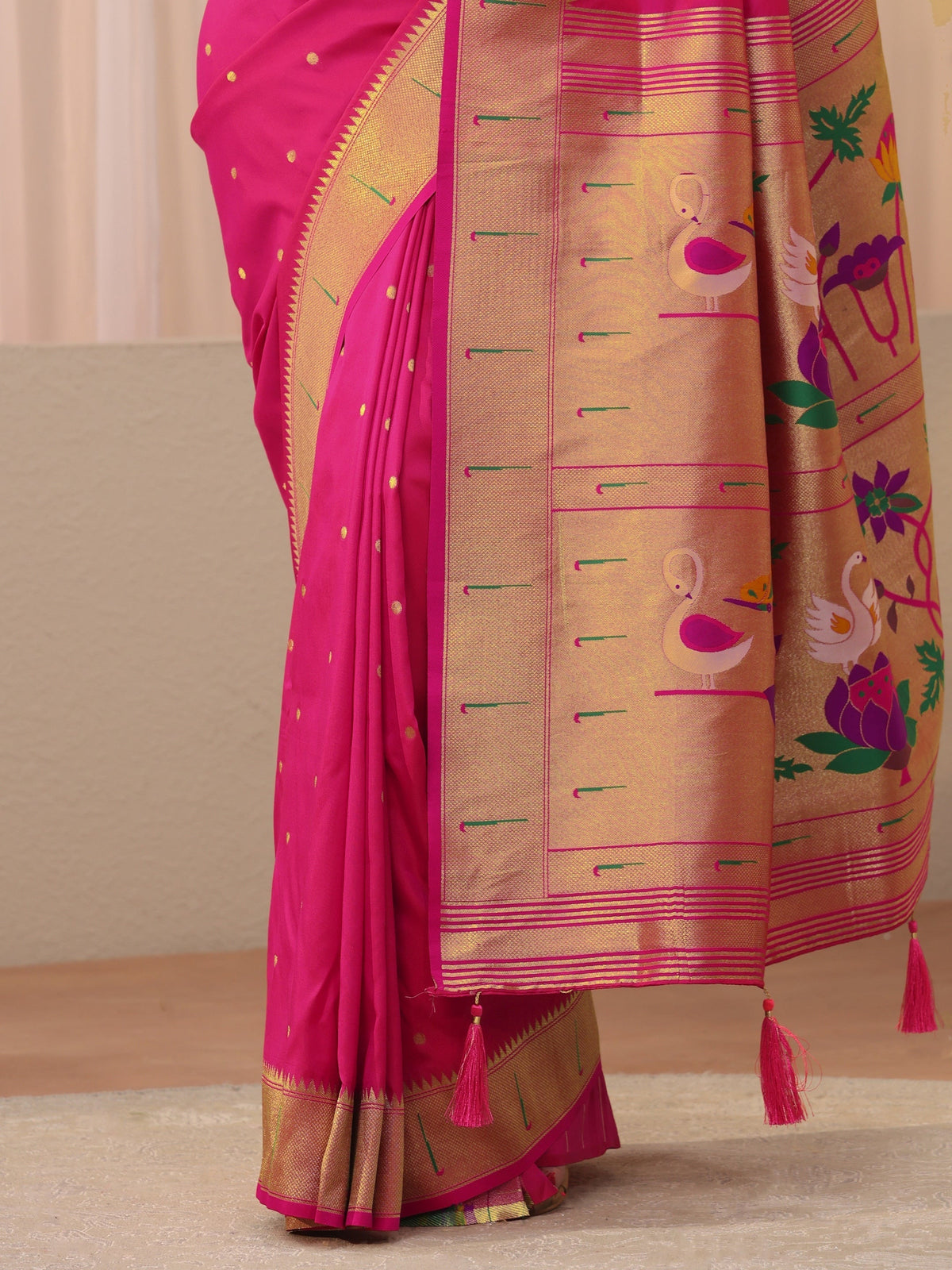 Anouk Pink Silk Blend Paithani Saree