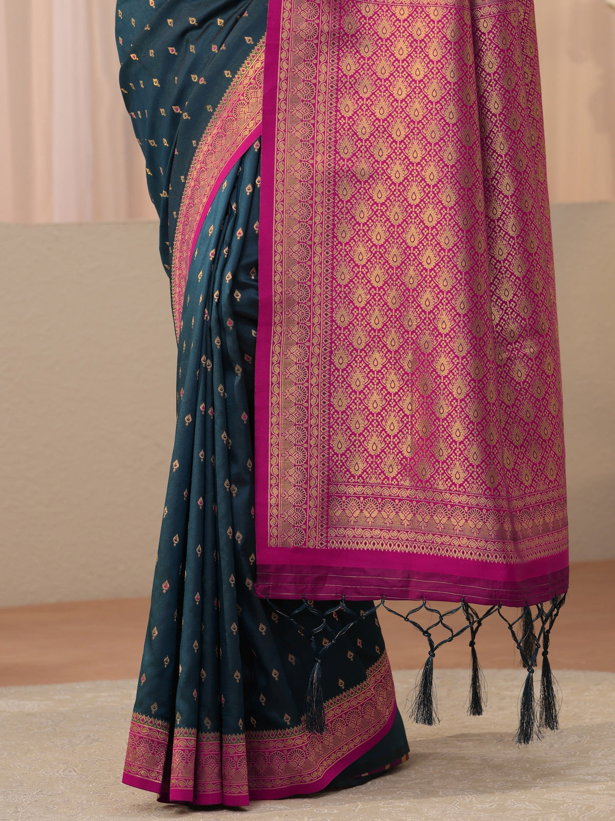 Anouk Navy Blue Kanjeevaram Silk Blend Saree