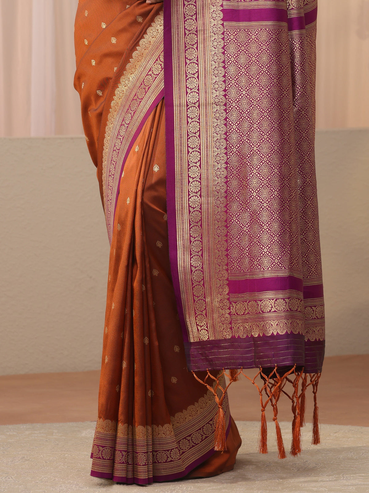 Anouk Rust Kanjeevaram Silk Blend Saree