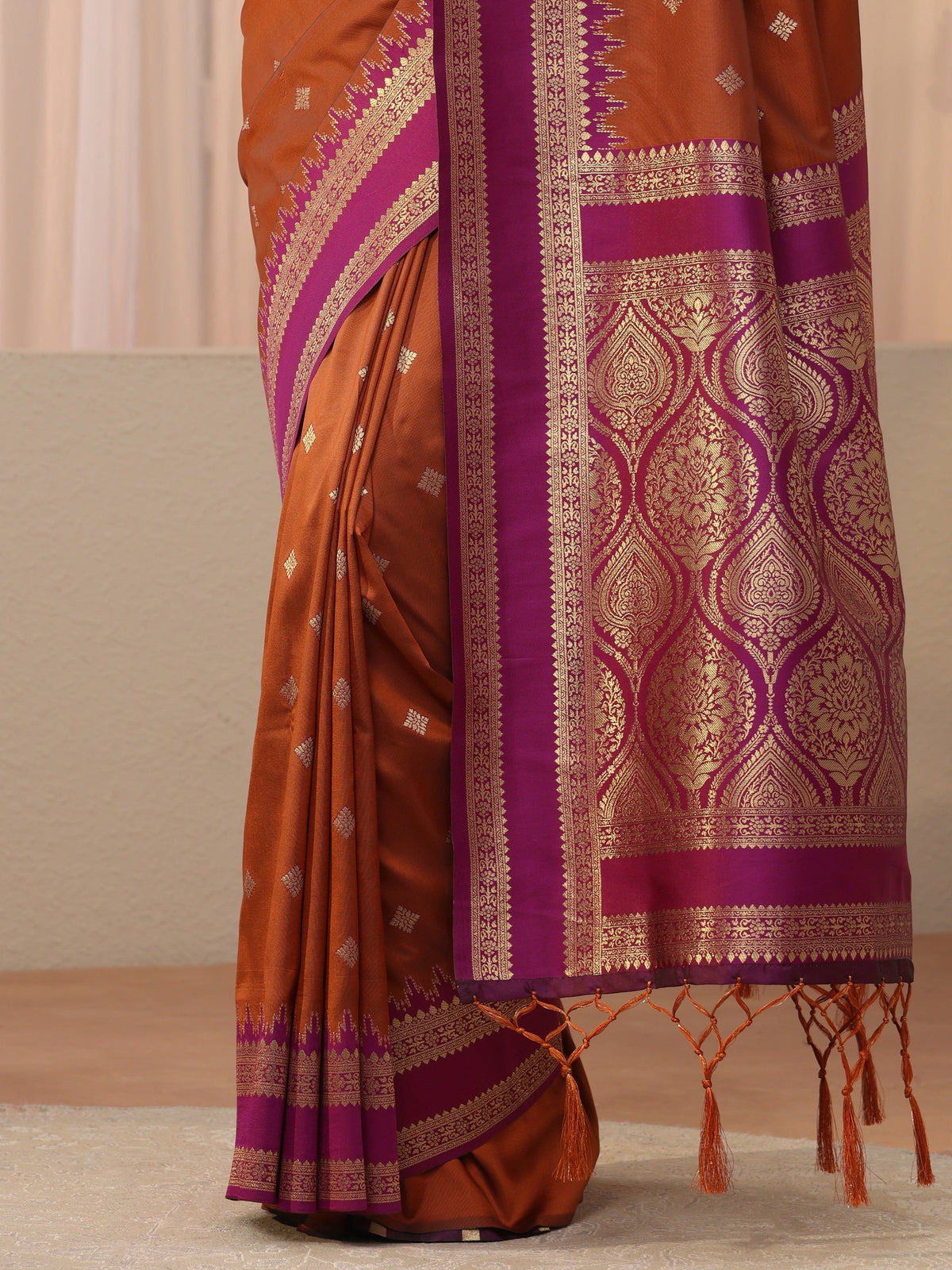Anouk Rust Kanjeevaram Silk Blend Saree