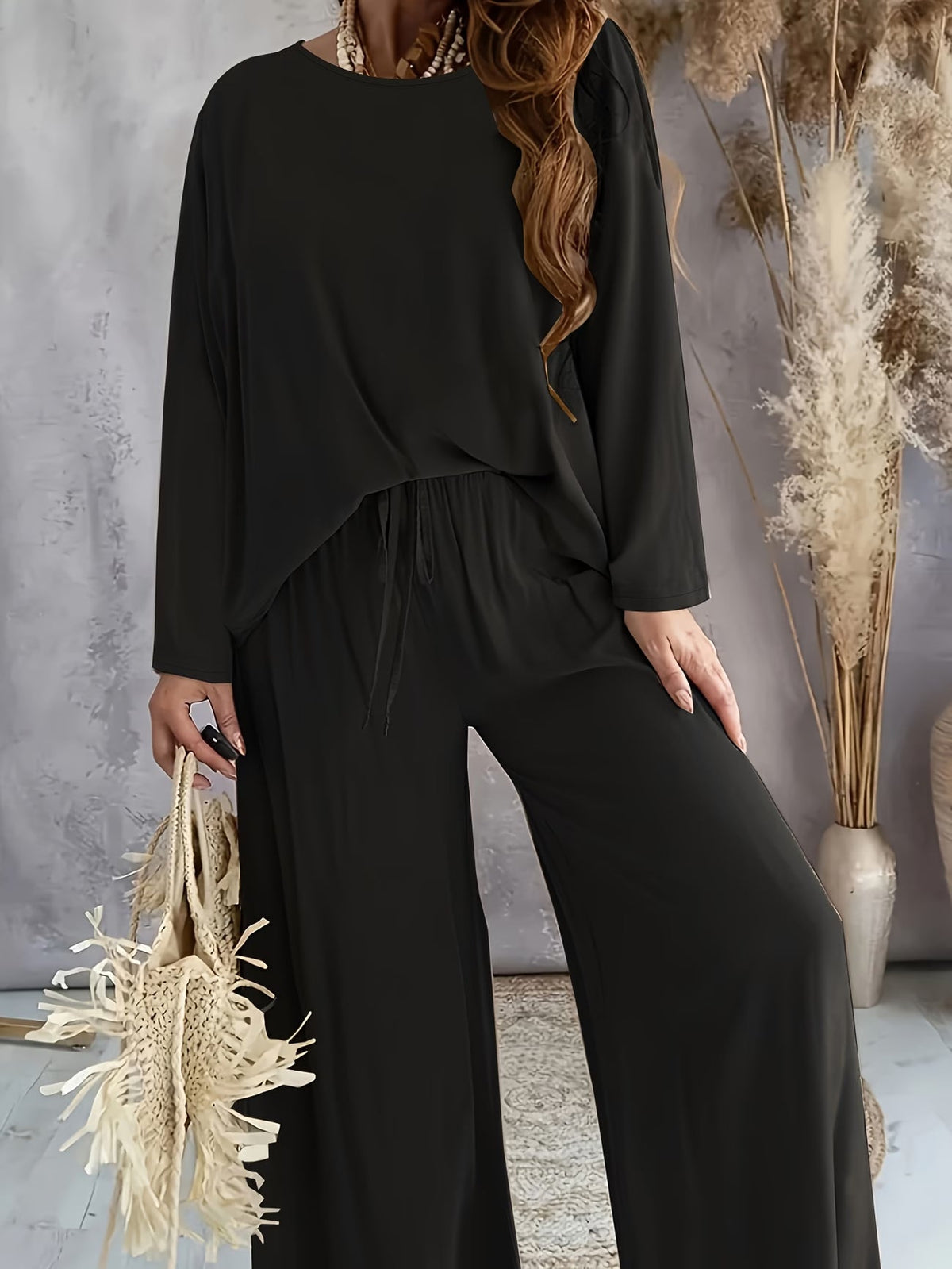 Luxury Directional Wide-Leg Co-Ord Set