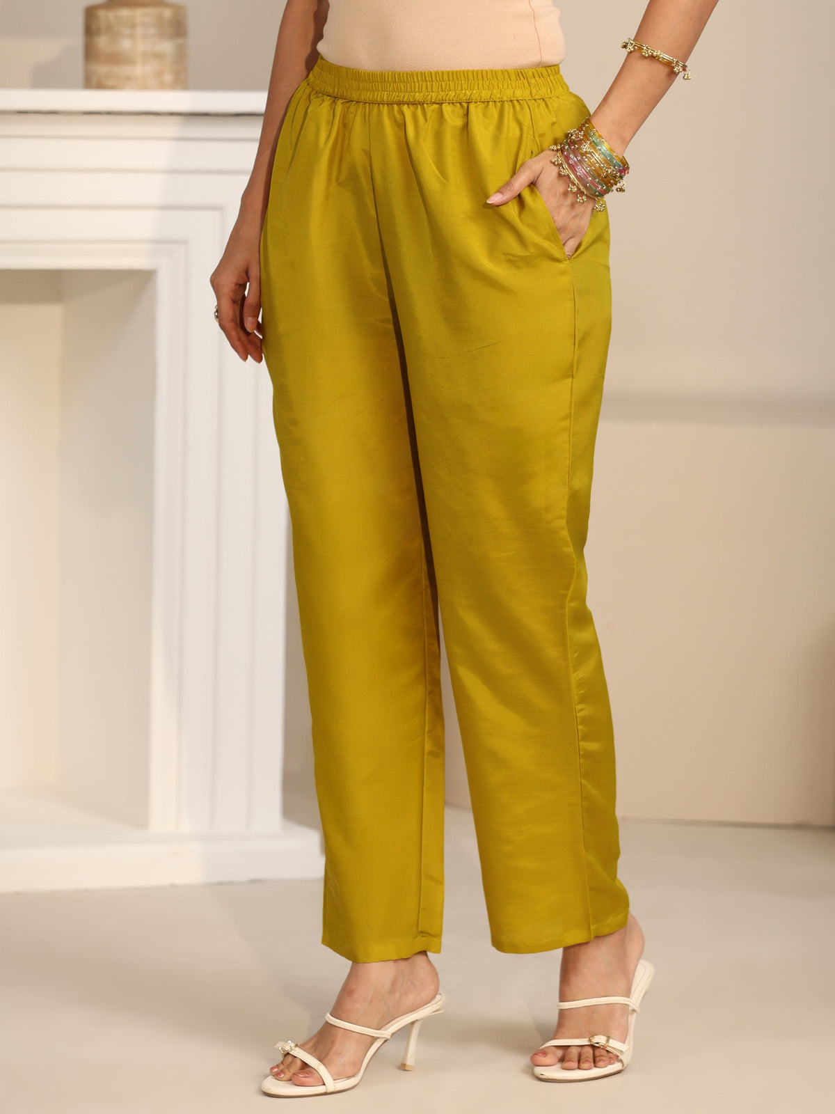 Anouk Mustard Floral Embroidered Georgette Straight Suit Set