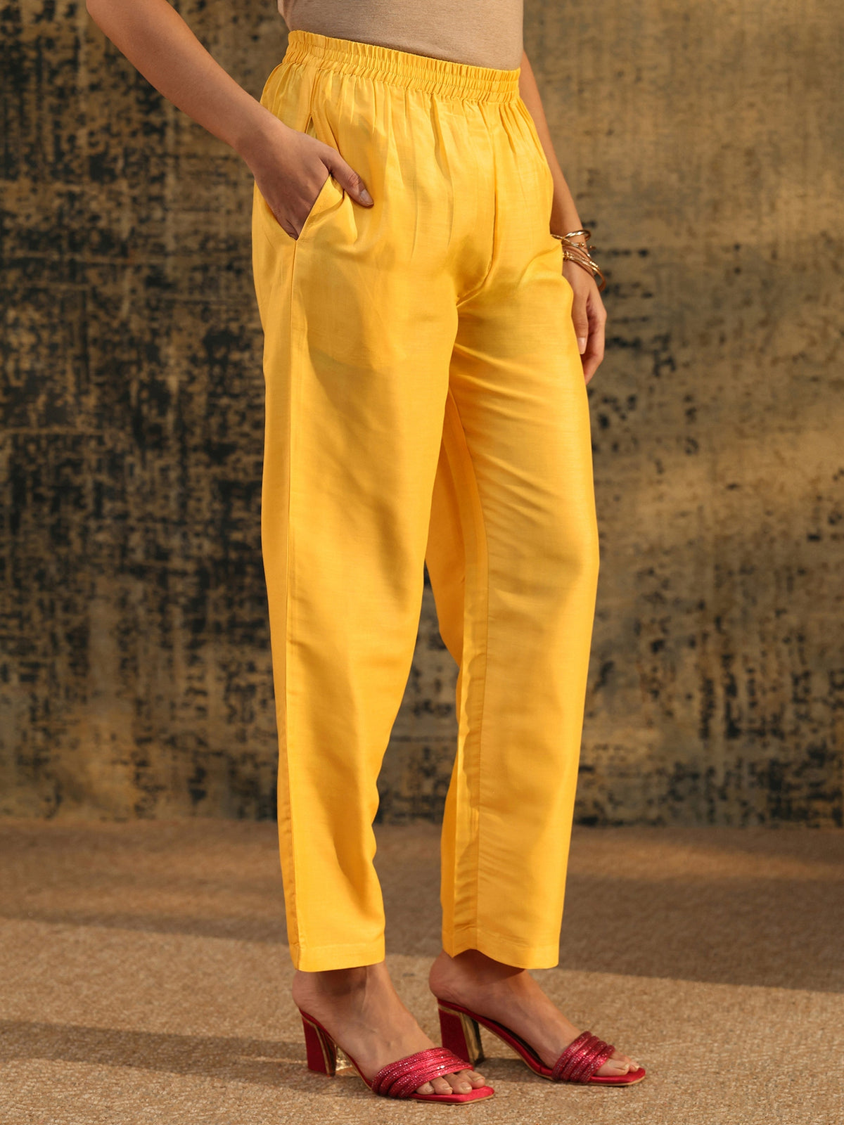 Anouk Mustard Floral Printed Muslin Straight Suit Set