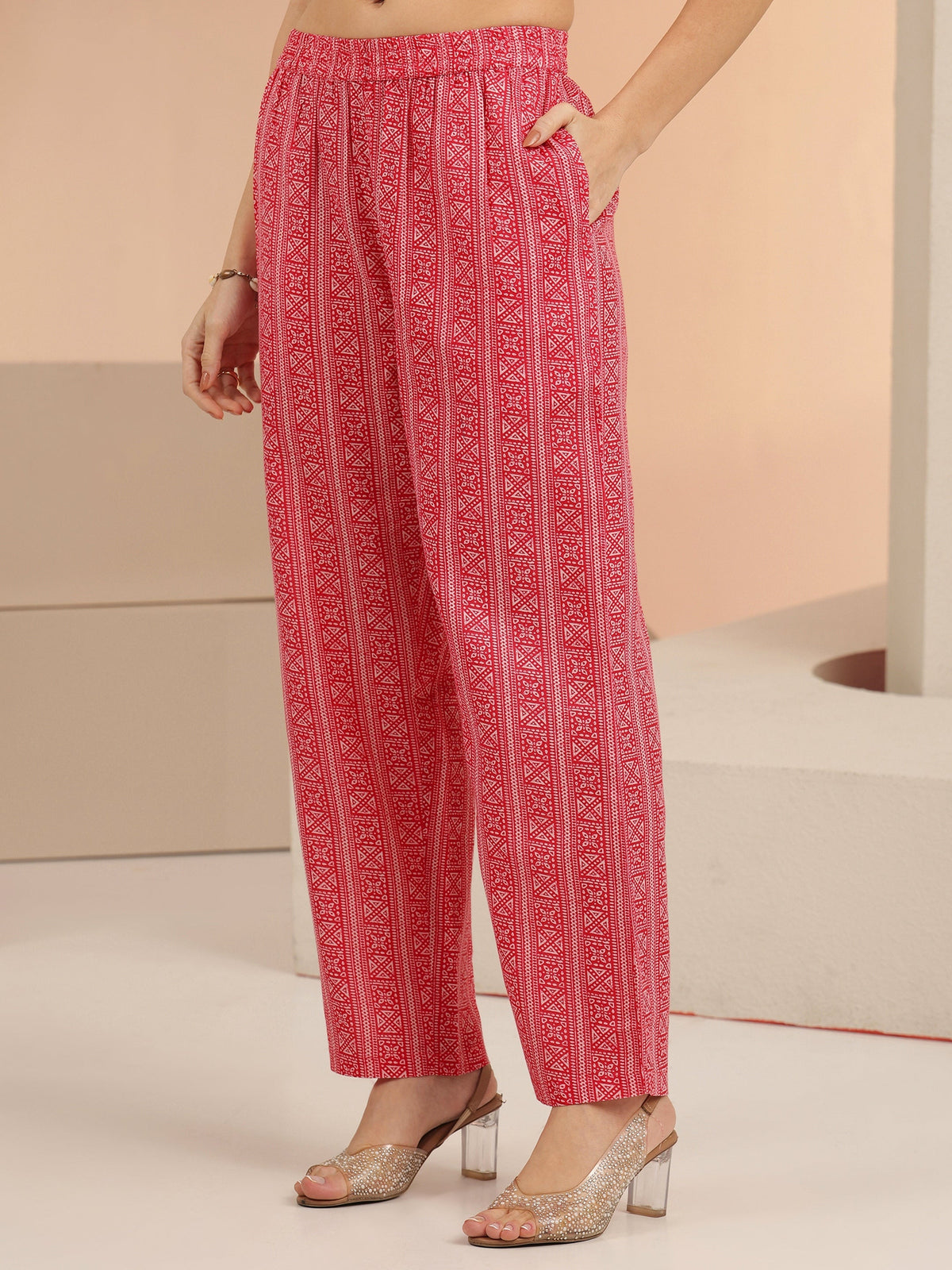 Anouk Off White Floral Printed Cotton Straight Suit Set