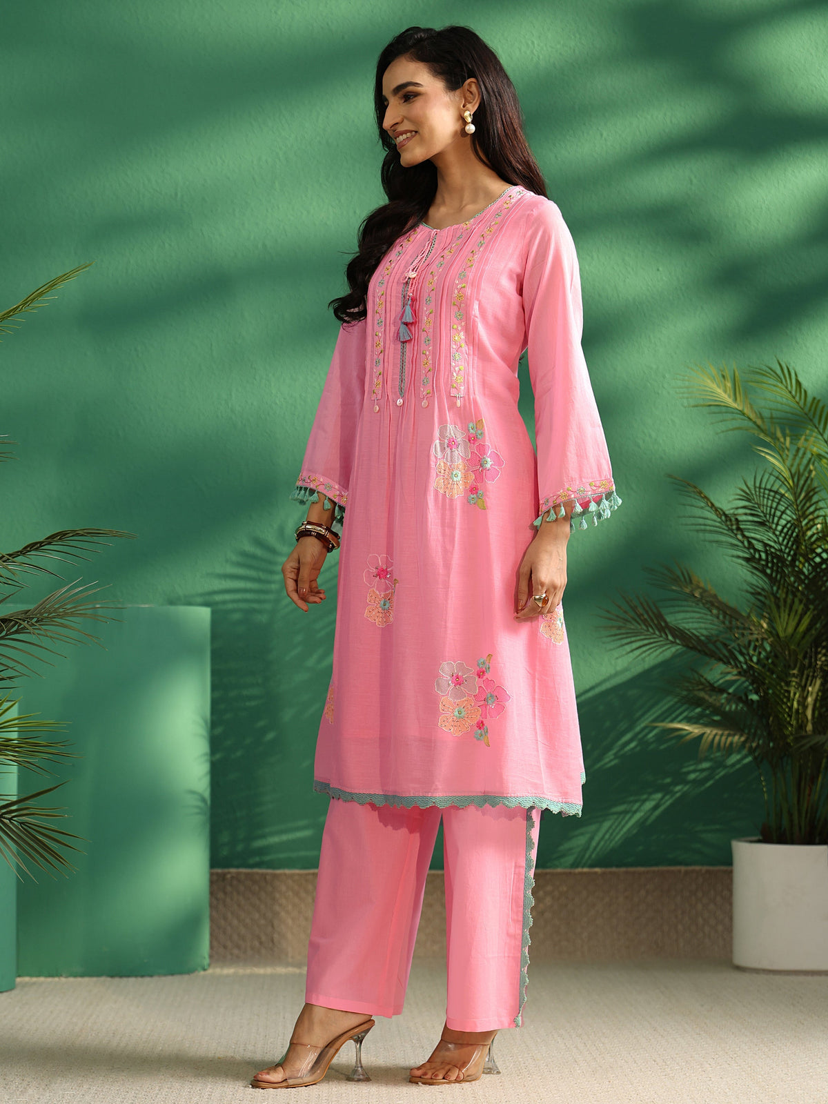 Anouk Bubblegum Pink Floral Embroidered Co-Ord Set