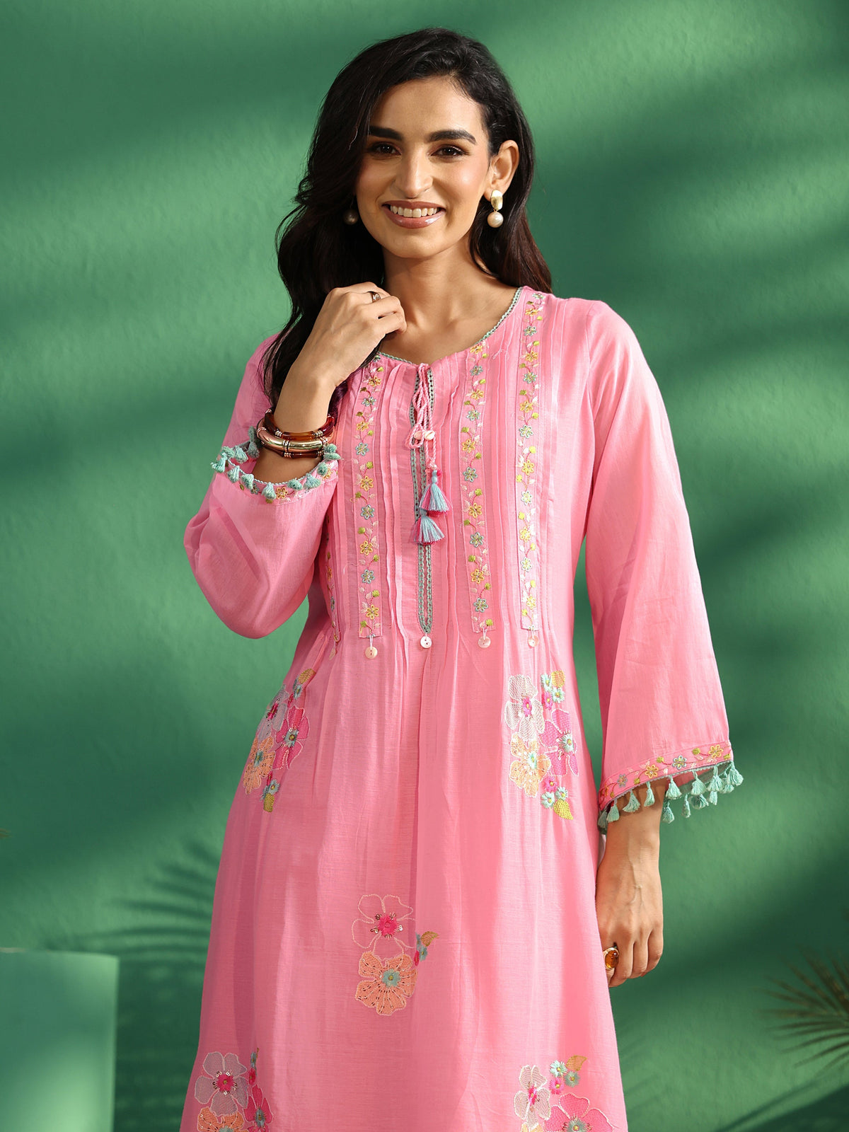 Anouk Bubblegum Pink Floral Embroidered Co-Ord Set